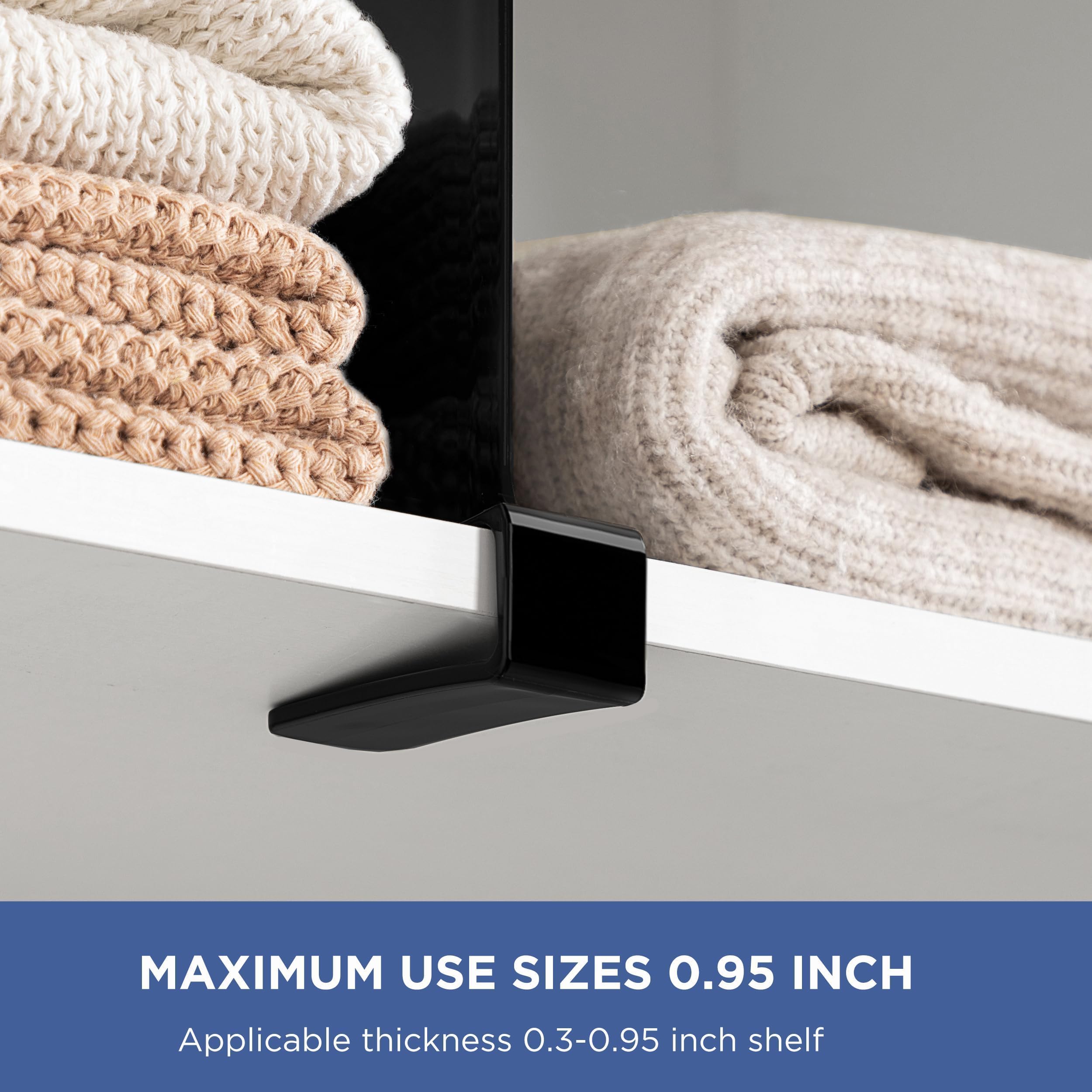 HBlife 8 Pack Black Shelf Dividers - Adjustable Acrylic Bookshelf Organizer for Closet, Perfect for Sweaters, Shirts & Handbags | Bedroom, Kitchen & Office Storage Solution | Space Saving Home Organization Accessories