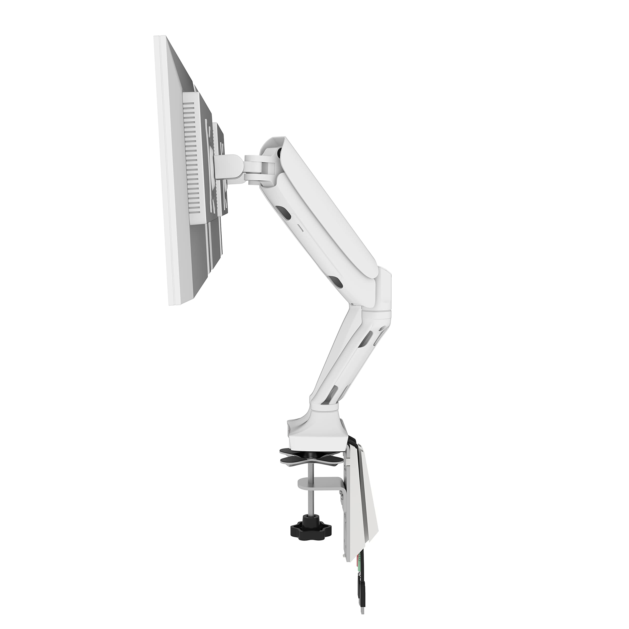 Bestar Universal Dual Monitor Arm with Pistons - White | Adjustable Ergonomic Desk Mount for Home & Office | Perfect for Gaming, Work & Productivity