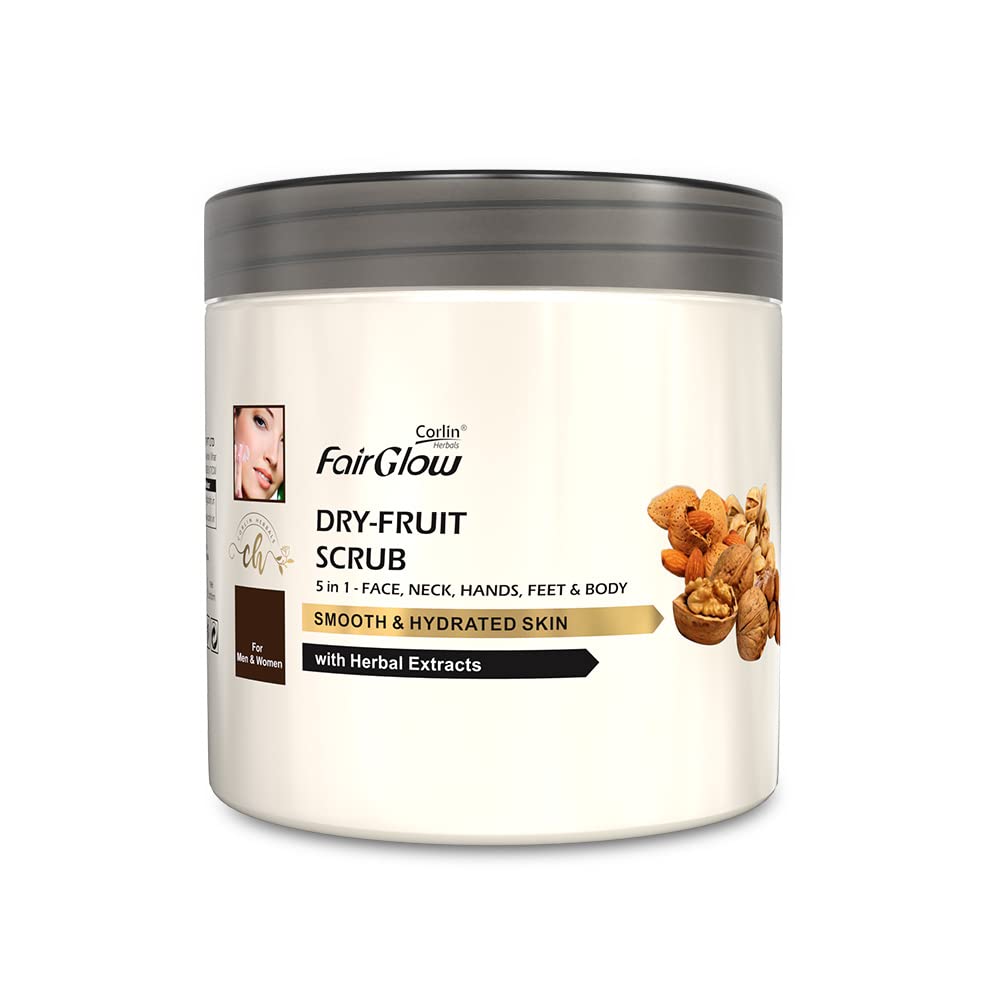 Corlin Fair Glow Dry Fruit Scrub 800g - Natural Exfoliating Face & Body Scrub for Glowing Skin - Perfect for Daily Skincare Routine & Spa Treatments