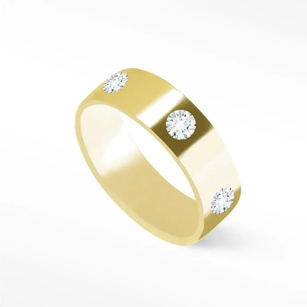 14K Gold Diamond Cigar Band Ring for Men - Luxury Wedding Band, Anniversary Gift & Statement Jewelry - Perfect for Special Occasions, Date Nights & Formal Events