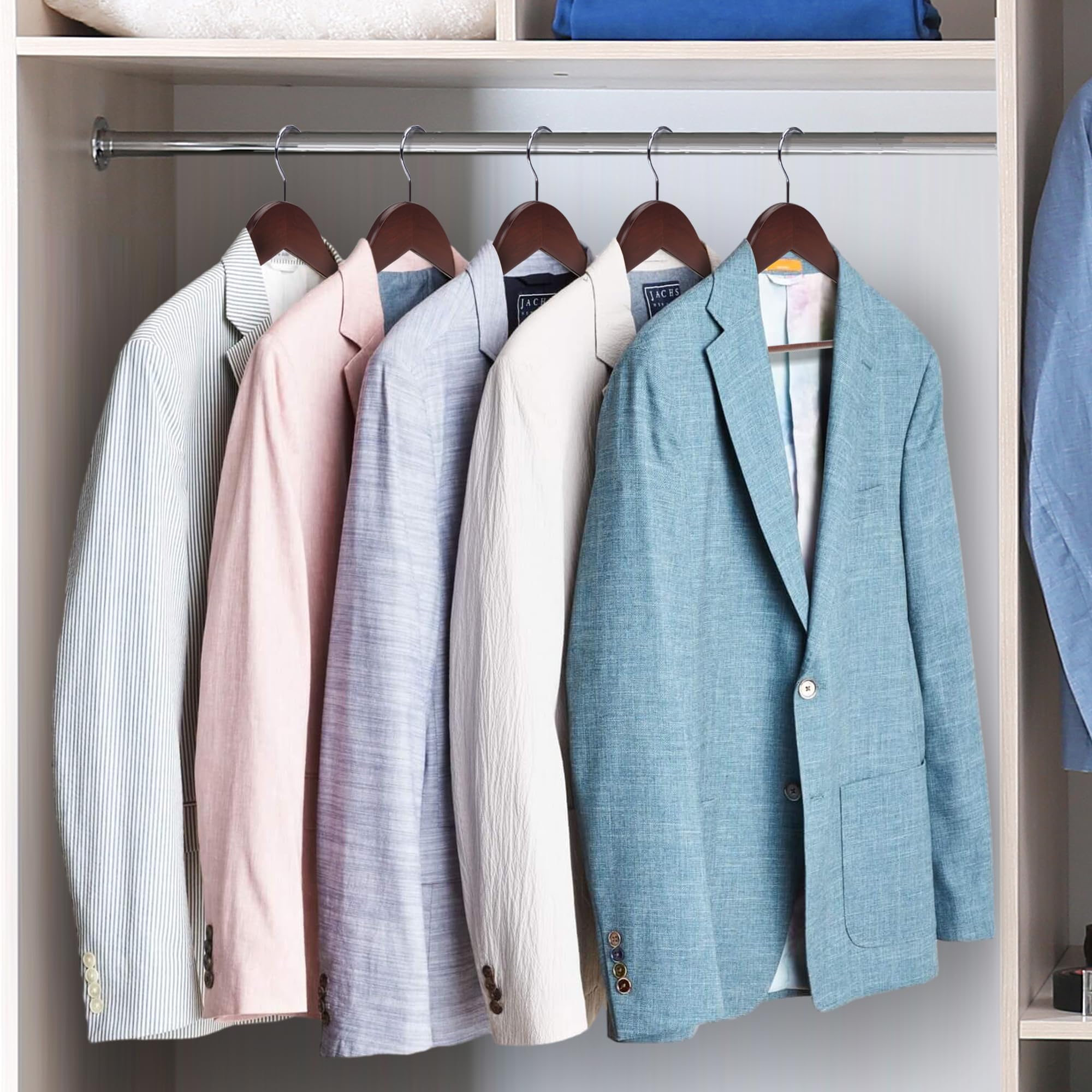 Premium Solid Wood Suit Hangers - 20 Pack Walnut Finish Coat Hangers for Closet Organization, Durable Wooden Clothes Hangers for Jackets, Coats & Formal Wear - Perfect for Home, Office & Retail Stores