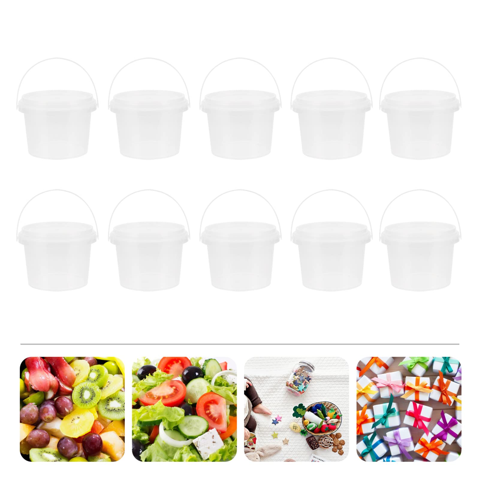 Alipis 10-Piece Mini Candy Buckets Set - Clear Plastic Paint Cans with Metal Handles for Party Favors, Storage & Decor | Perfect for Halloween, Birthday Parties & Wedding Treats