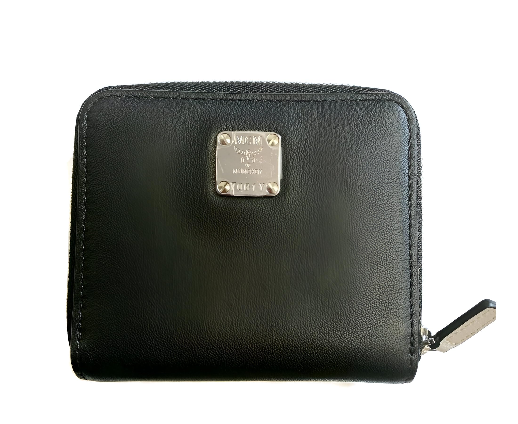 MCM Women's Small Zip Wallet - White & Black Contrast Logo Design | Compact & Stylish for Everyday Use, Travel, and Gifts