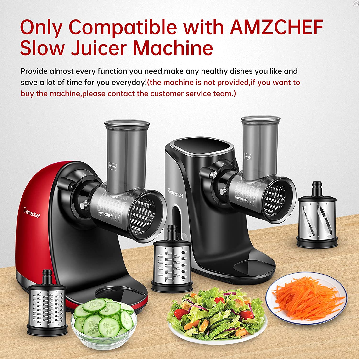 AMZCHEF Slow Juicer with Food Slicer & Cheese Grater Attachments - Perfect for Healthy Juicing, Meal Prep & Cooking at Home