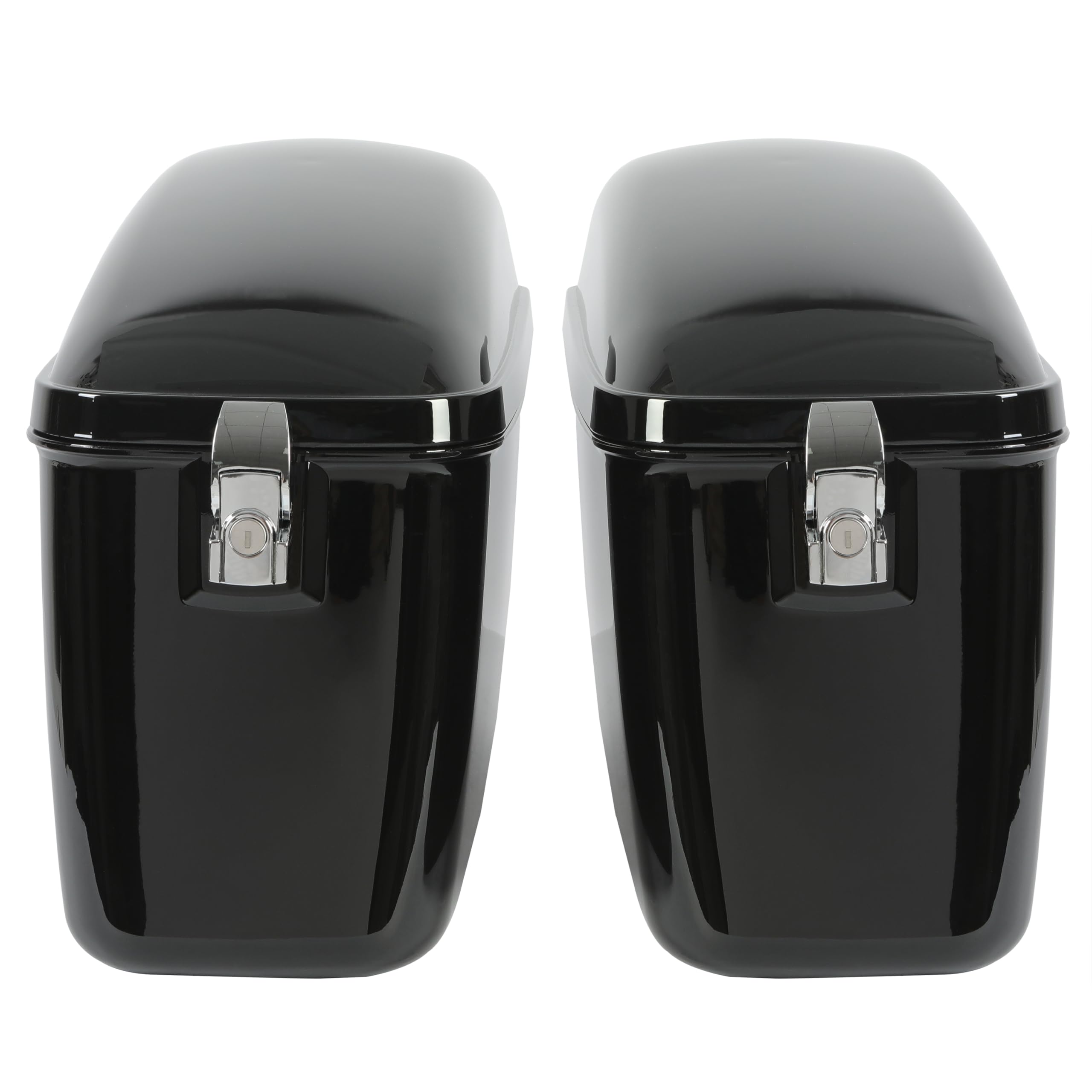 Vivid Black Large Hard Saddlebag Trunk with Mounting Brackets for Harley-Davidson Dyna, Honda, Suzuki, Kawasaki & Yamaha Cruiser Motorcycles - Perfect for Long Rides & Road Trips