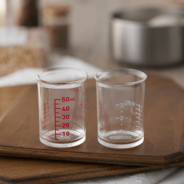 Kai 2-Piece Clear Measuring Cup Set - Small & Precise for Baking, Cooking, and Mixing - Perfect for Kitchen, Lab, and DIY Projects