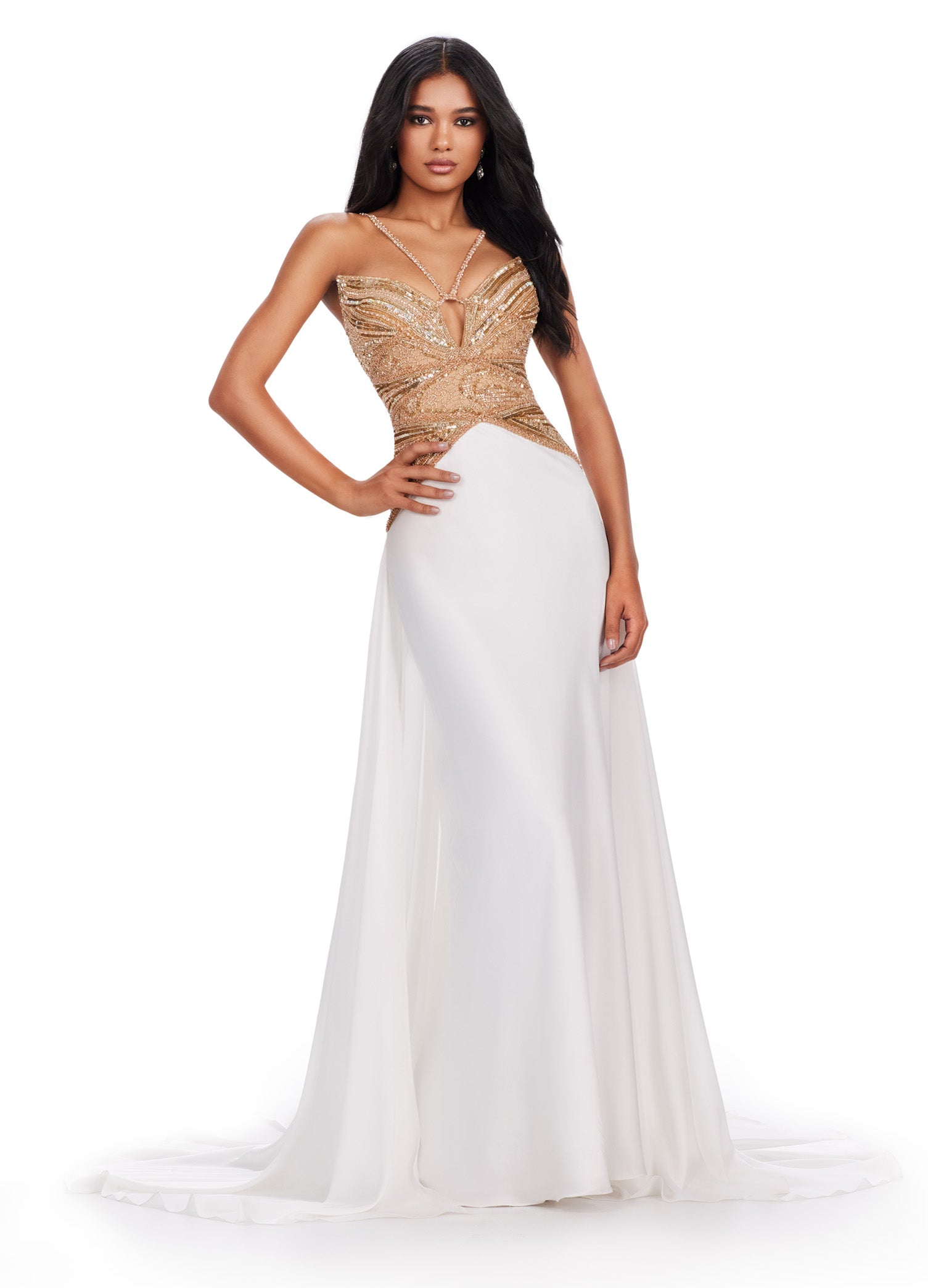 ASHLEYlauren Women's Elegant Floral Print A-Line Dress 11455 - Perfect for Parties, Weddings & Special Occasions