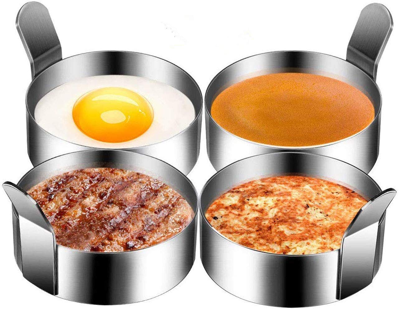Winkeyes 4-Pack 3.5 Inch Stainless Steel Pancake Rings - Non-Stick Egg Rings for Perfect Round Pancakes, Fried Eggs & Breakfast Sandwiches - Ideal for Home Cooking, Brunch & Camping