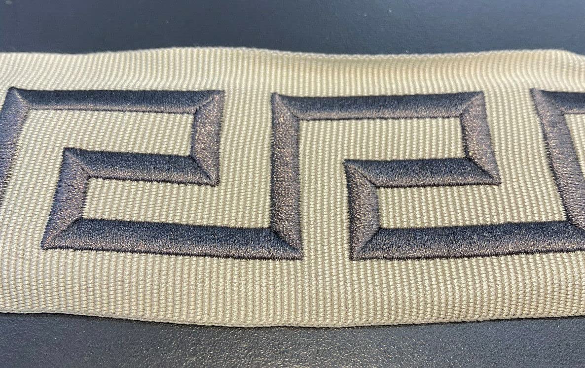 Greek Key Trim Tape - Taupe Gray Embroidery Ribbon by The Yard for DIY Home Decor, Sewing & Craft Projects