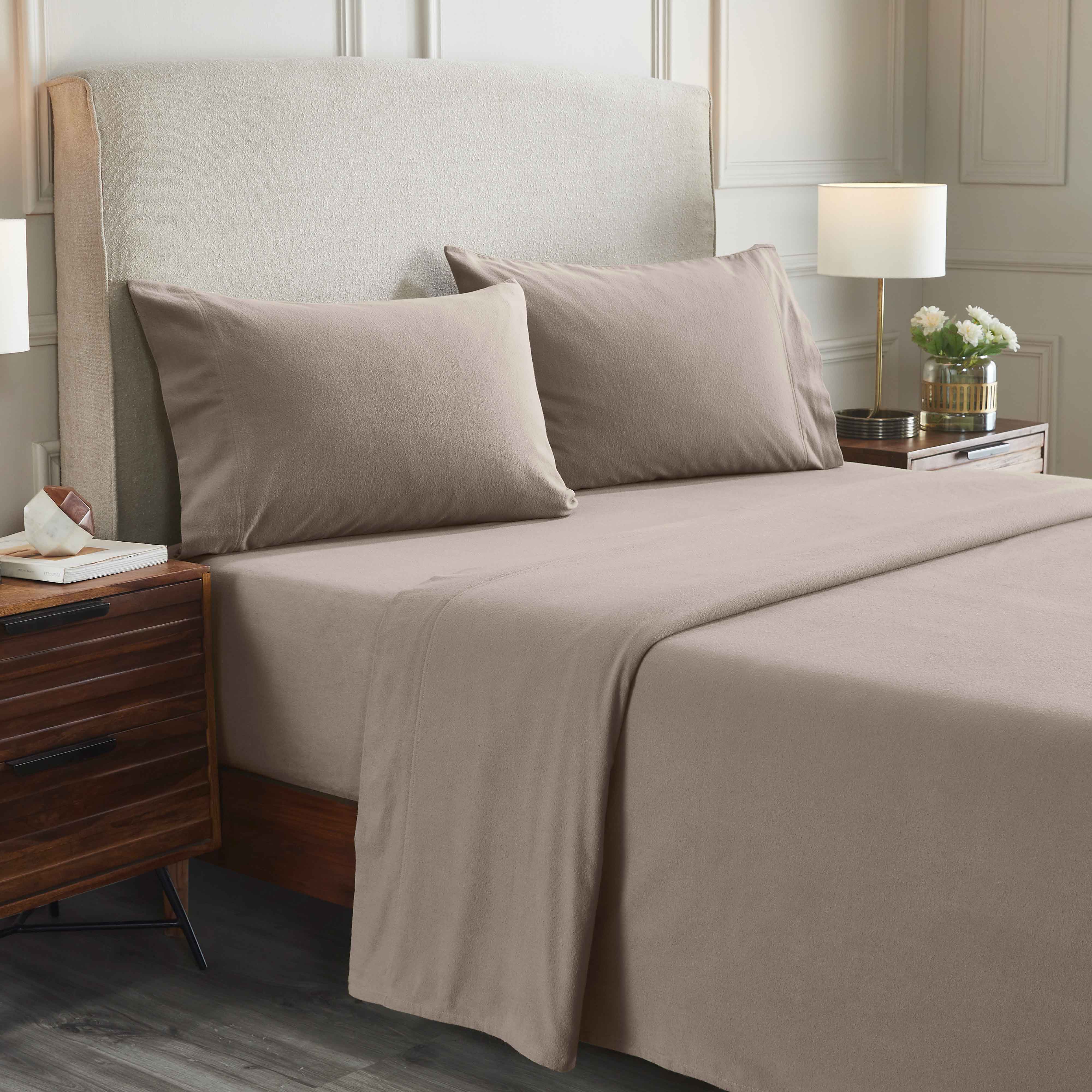 Premium Rome Flannel Cotton Solid Brushed Deep Pocket Sheet Set - Ultra Soft & Cozy Bedding for Winter - Perfect for Master Bedroom, Guest Room & Dorm Use