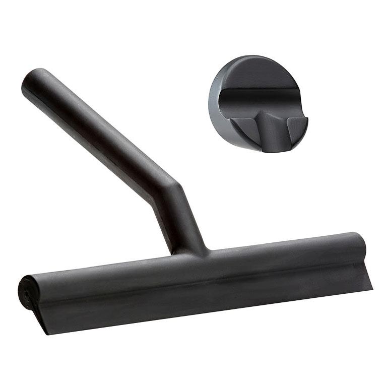 ZONE DENMARK Shower Squeegee with 3M Holder - Black Bathroom Wiper for Glass, Tile & Mirror Cleaning - Perfect for Showers, Windows and Car Washing