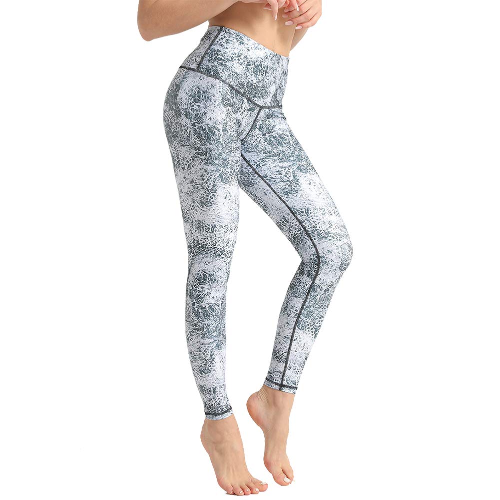 NAMCYANLY Women's High Waist Printed Yoga Leggings with Pockets - Workout Pants for Running, Gym & Lounge Wear