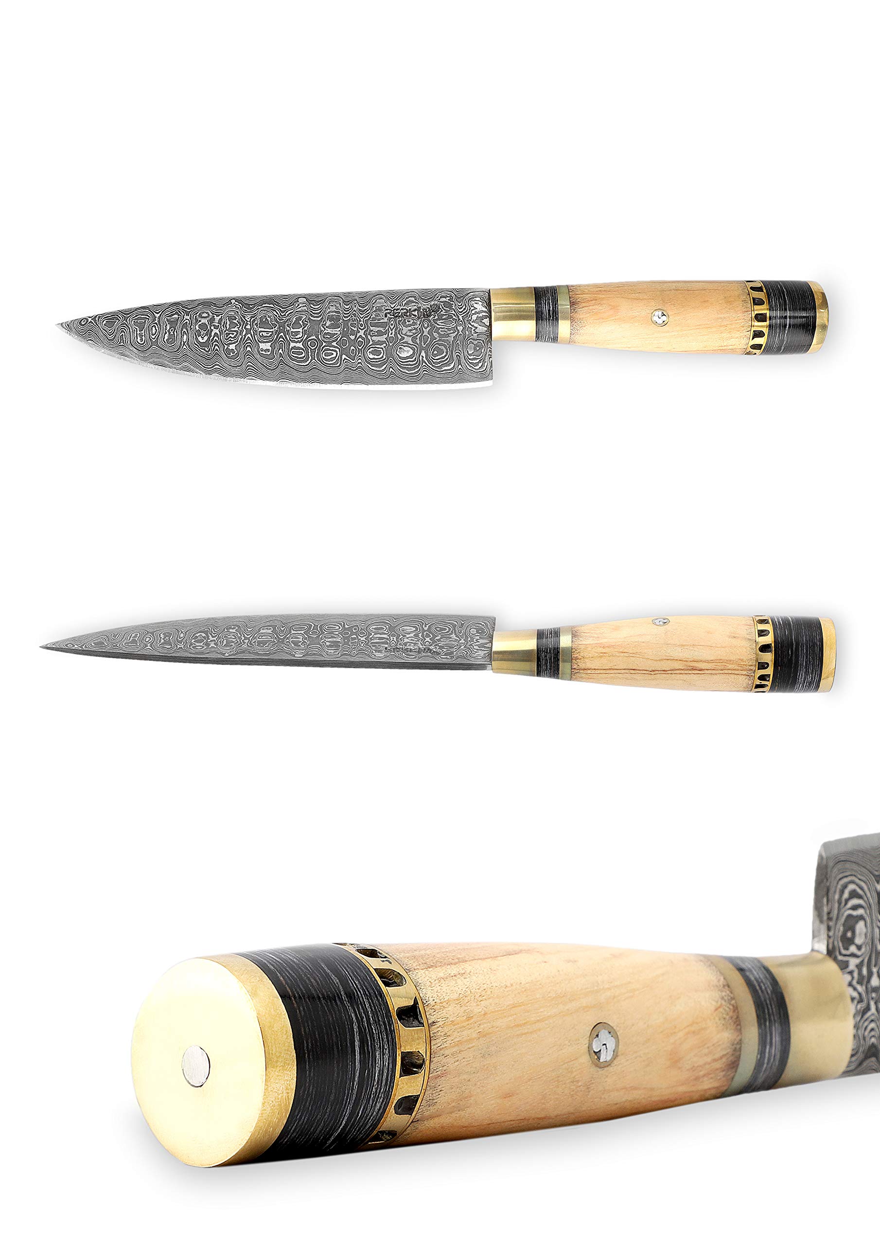 Perkin Knives - Handcrafted Damascus Steel Hunting Knife - Premium Kitchen & Outdoor Camping Knife for Chefs, Hunters & Survivalists