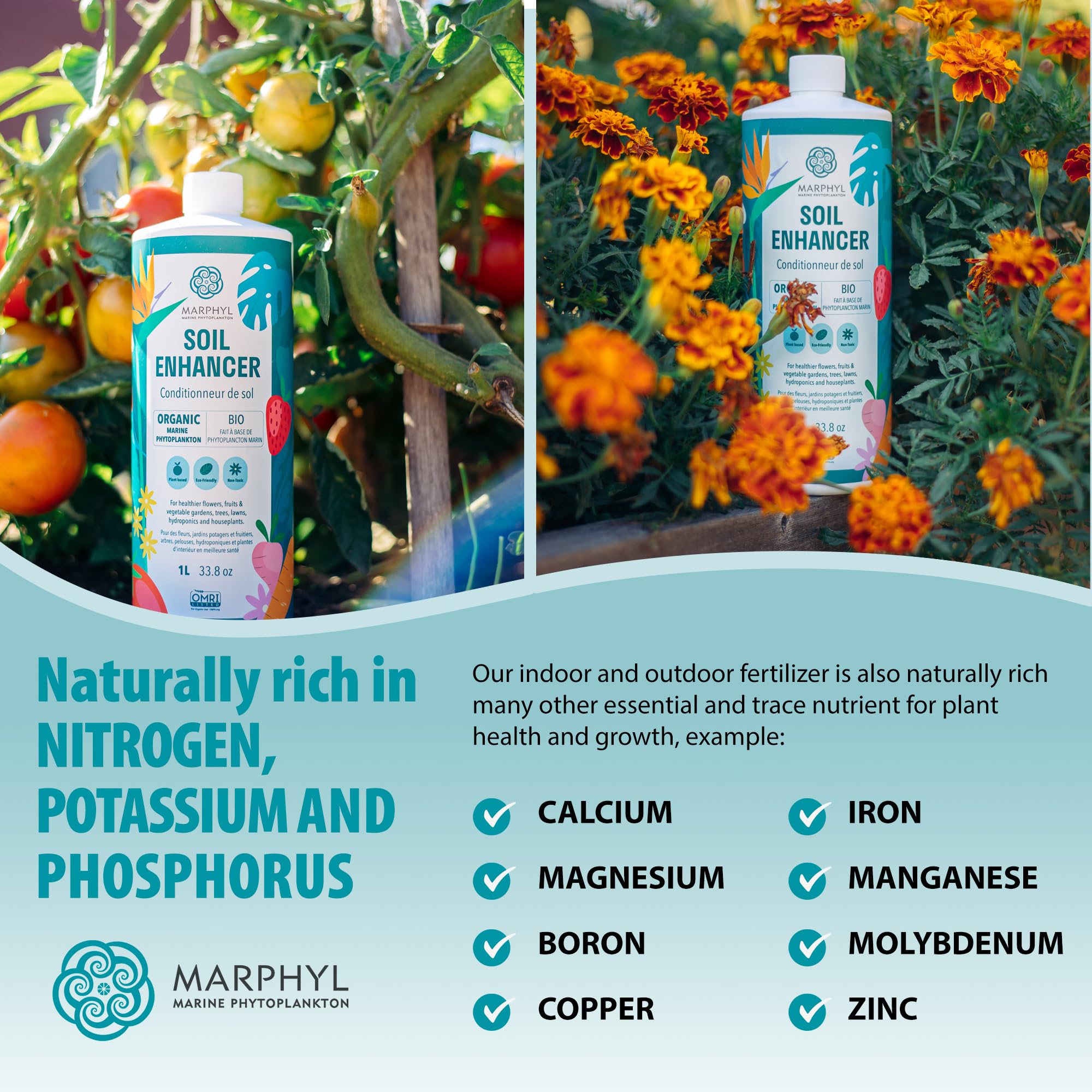 **MARPHYL Organic Liquid Fertilizer - All-Purpose Plant Food for Indoor & Outdoor Plants - Nutrient-Rich Lawn Fertilizer & Soil Enhancer for Flowers, Vegetables, Succulents, Bamboo & Hydroponics - Perfect for Houseplants, Gardens & Greenhouses**