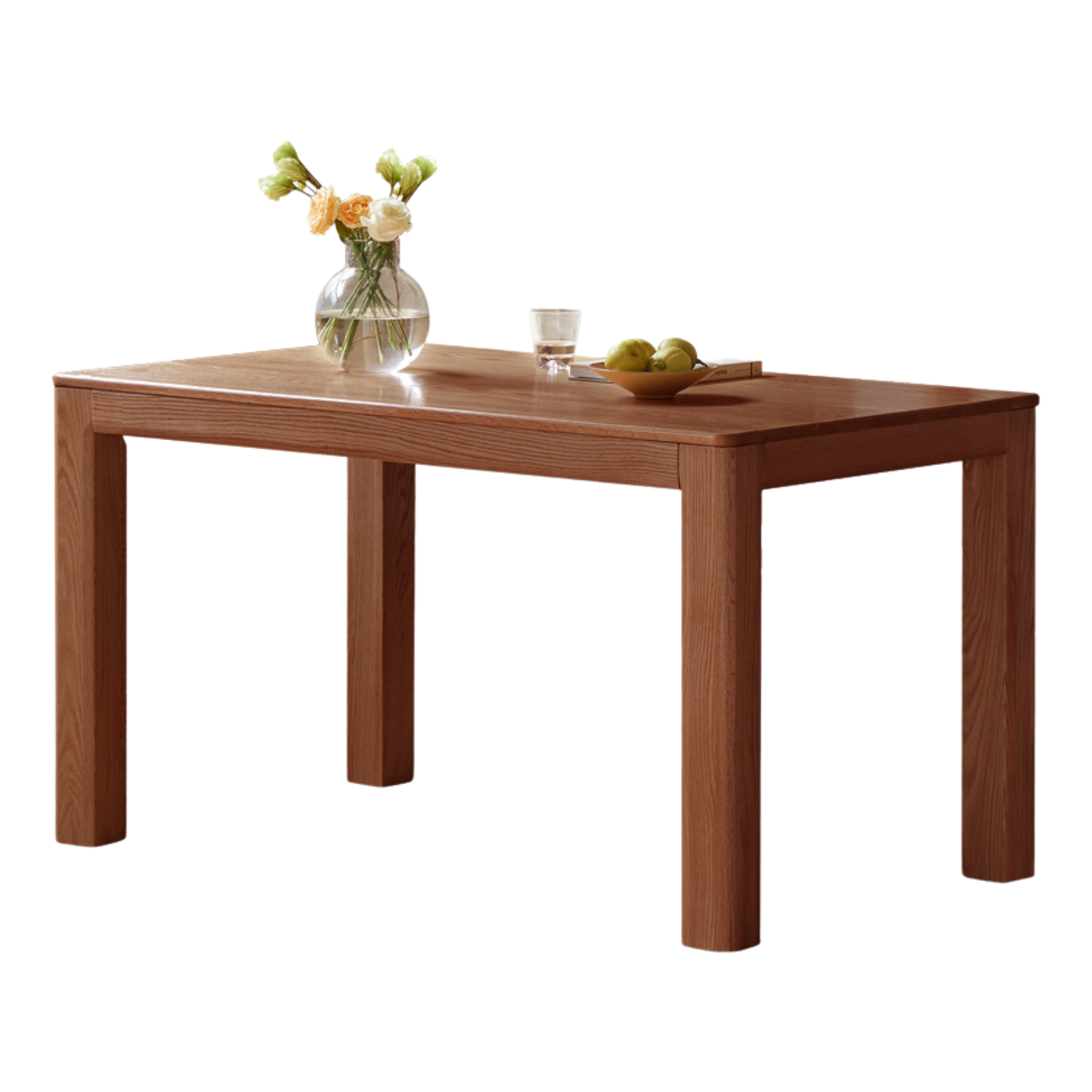 Solid Oak Wood Rectangular Dining Table - Rustic Farmhouse Style for Kitchen, Dining Room & Outdoor Entertaining
