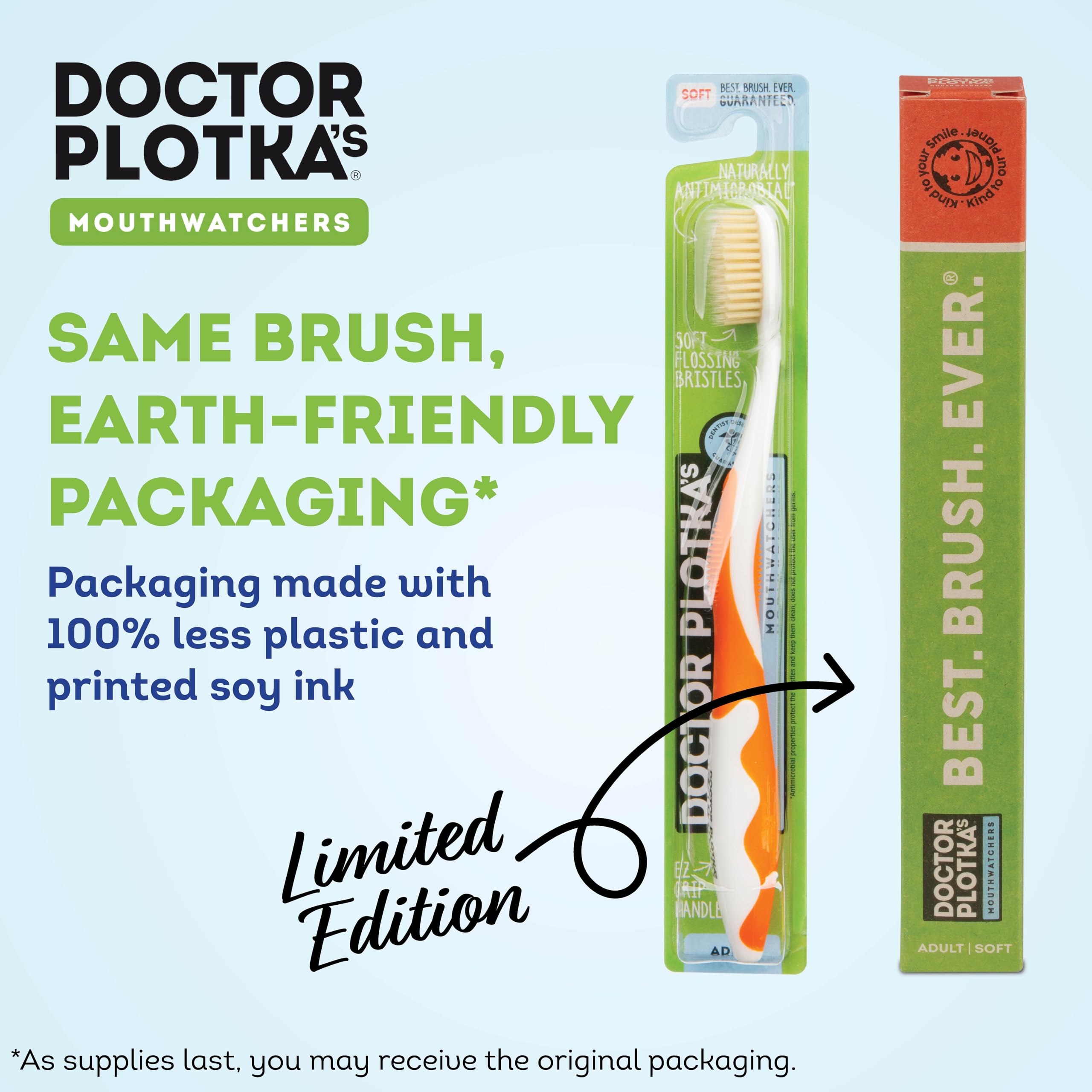 MOUTHWATCHERS Soft Flossing Toothbrush 4-Pack - Ultra Clean Manual Toothbrushes for Adults with Sensitive Teeth & Gums | Dentist-Recommended by Dr. Plotka | Perfect for Travel, Daily Oral Care & Gentle Cleaning (Orange)