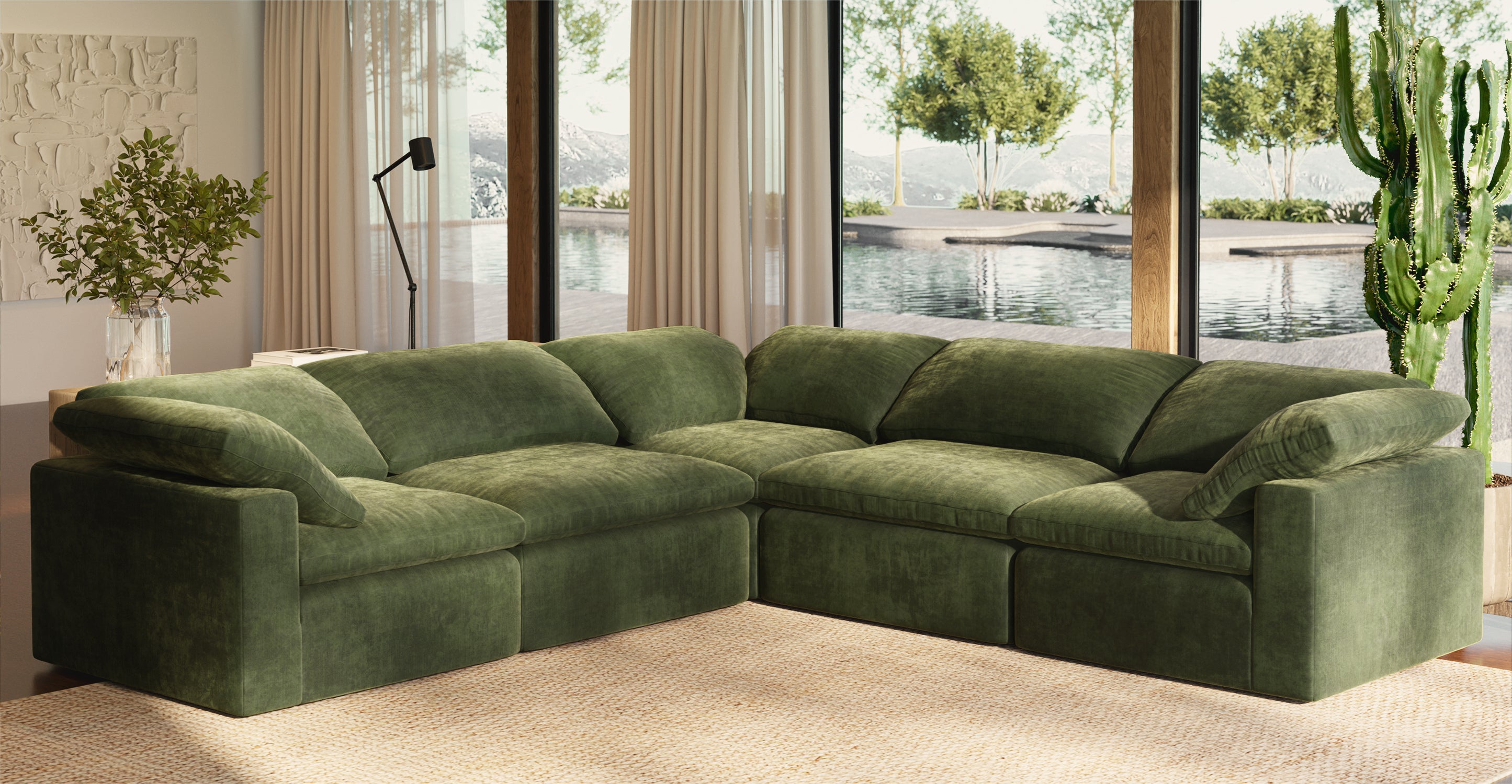 5-Piece Aspen Modular Corner Sectional Sofa Set - Modern L-Shaped Couch with Reversible Chaise for Living Room, Family Room & Home Theater