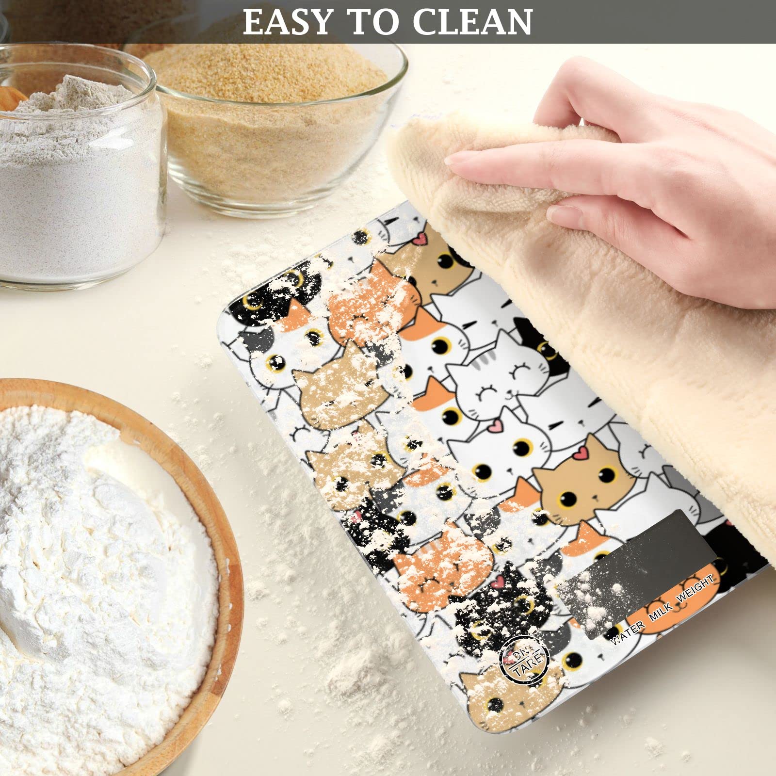 Cute Cat Kitten Cartoon Food Scale - Waterproof Digital Kitchen Scales for Weight in Ounces & Grams, Coffee Scale for Kitchen, Jewelry, Baking, and Small Items - Perfect for Home, Office, and Travel Use