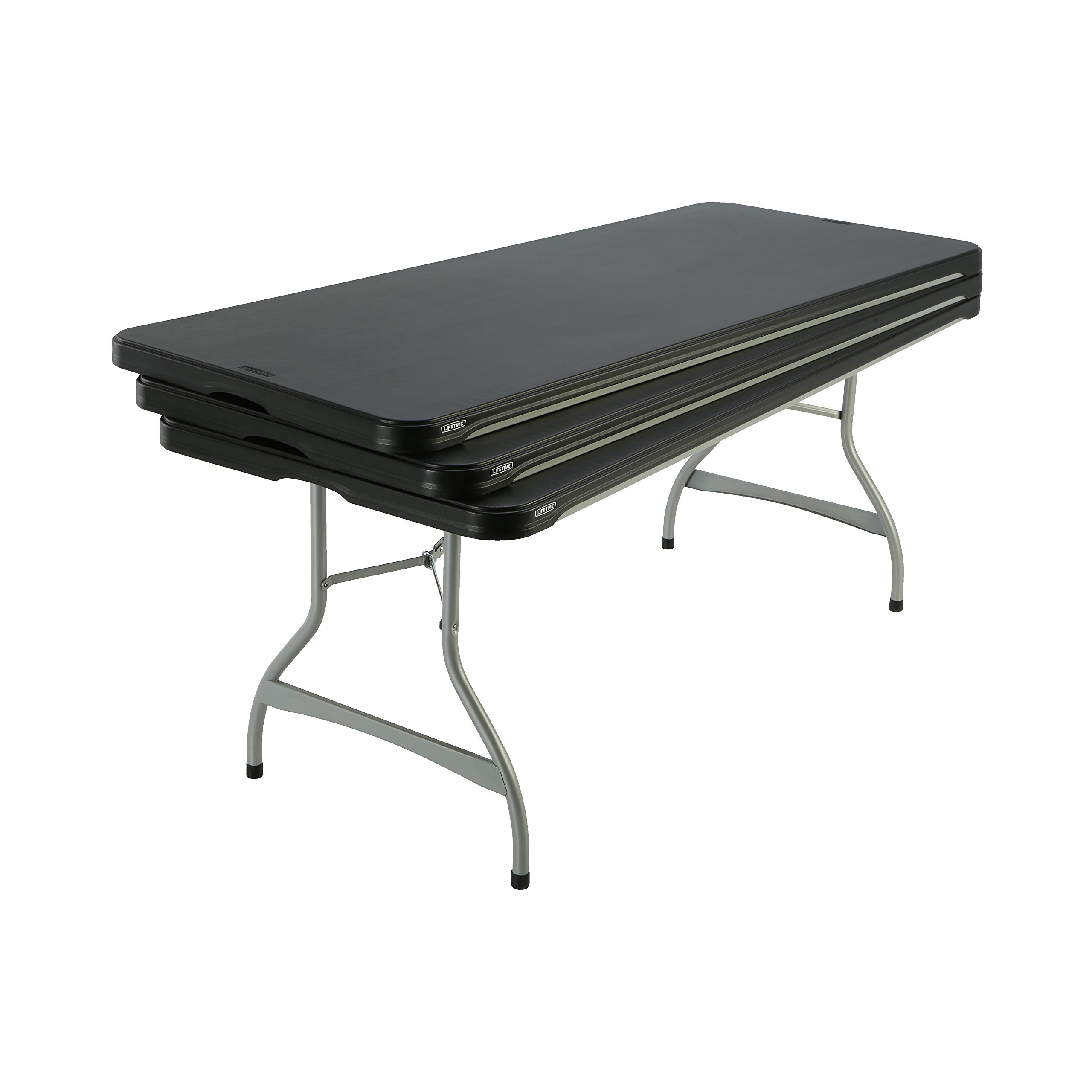 Lifetime 6-Foot Commercial Stacking Folding Table - Heavy Duty Black Plastic Table for Restaurants, Events & Outdoor Use