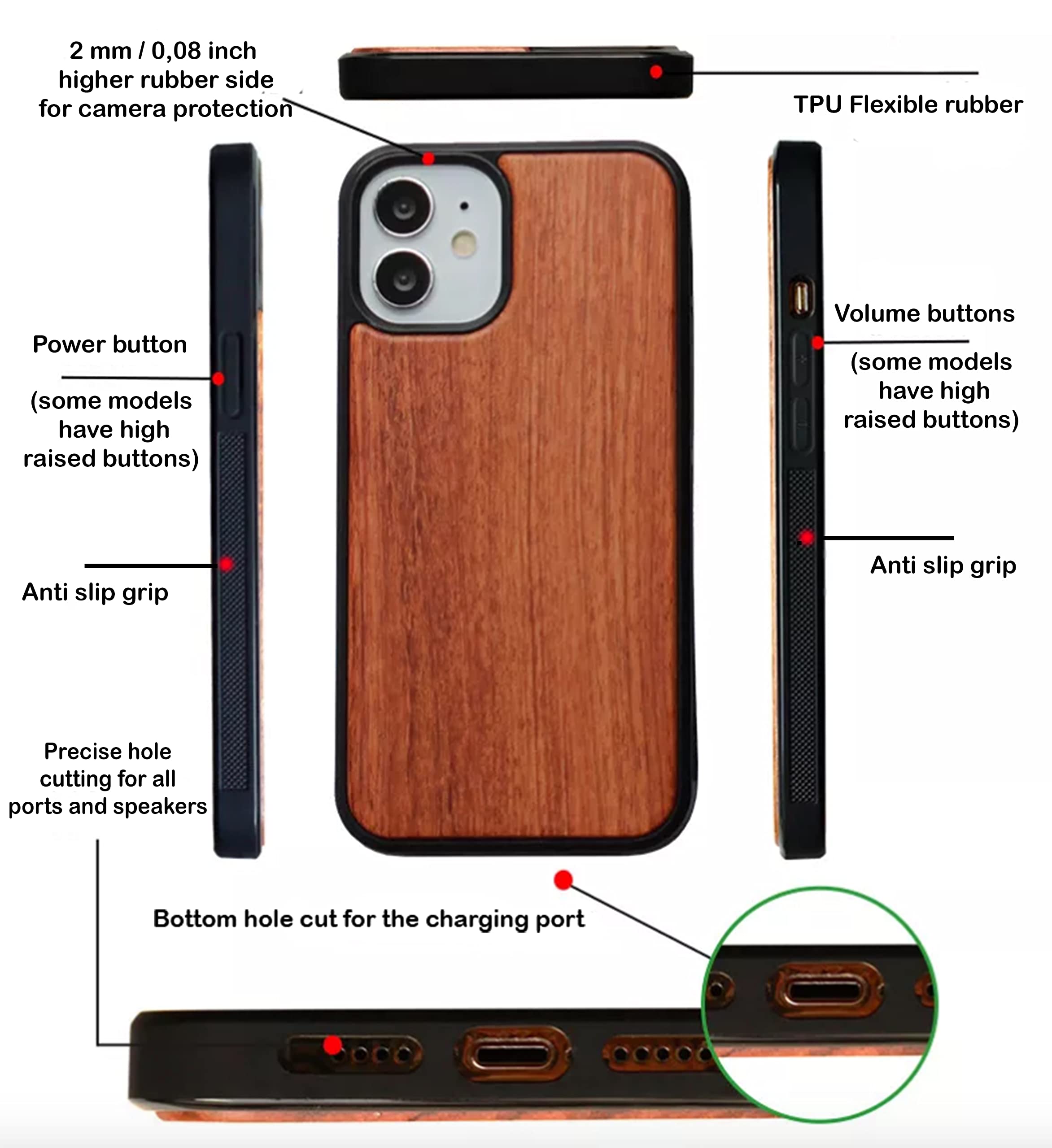 Custom Engraved Wooden Phone Case for iPhone 16/15/14/13/12/11 Pro Max Mini & Galaxy S25/S24/S23/S22/S21/S20 Ultra Plus - Personalized Skeleton Couple Design 'Till Death Do Us Part' - Eco-Friendly Slim Durable Wood Cover - Perfect for Couples, Anniversaries & Romantic Gifts