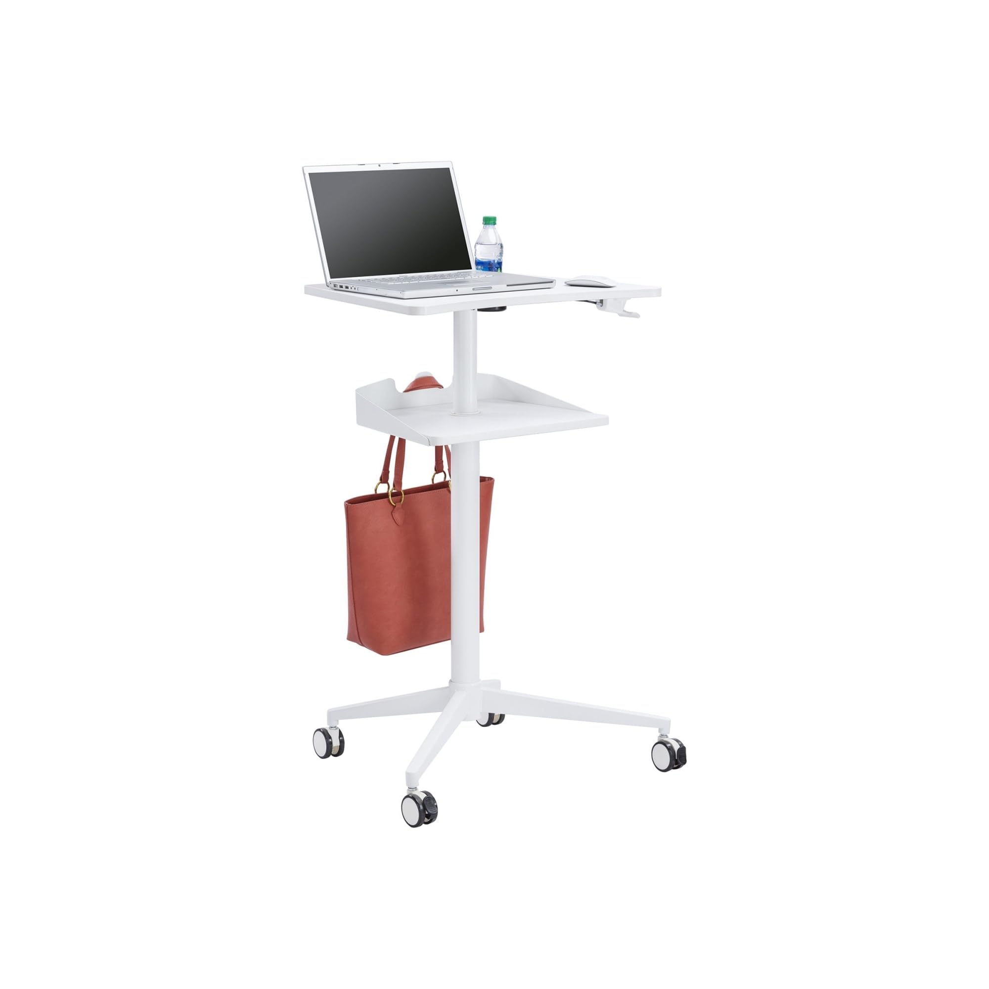 Safco 1944WH VUM Adjustable Mobile Laptop Stand, Pneumatic Height-Adjustable Computer Cart, 22.875
