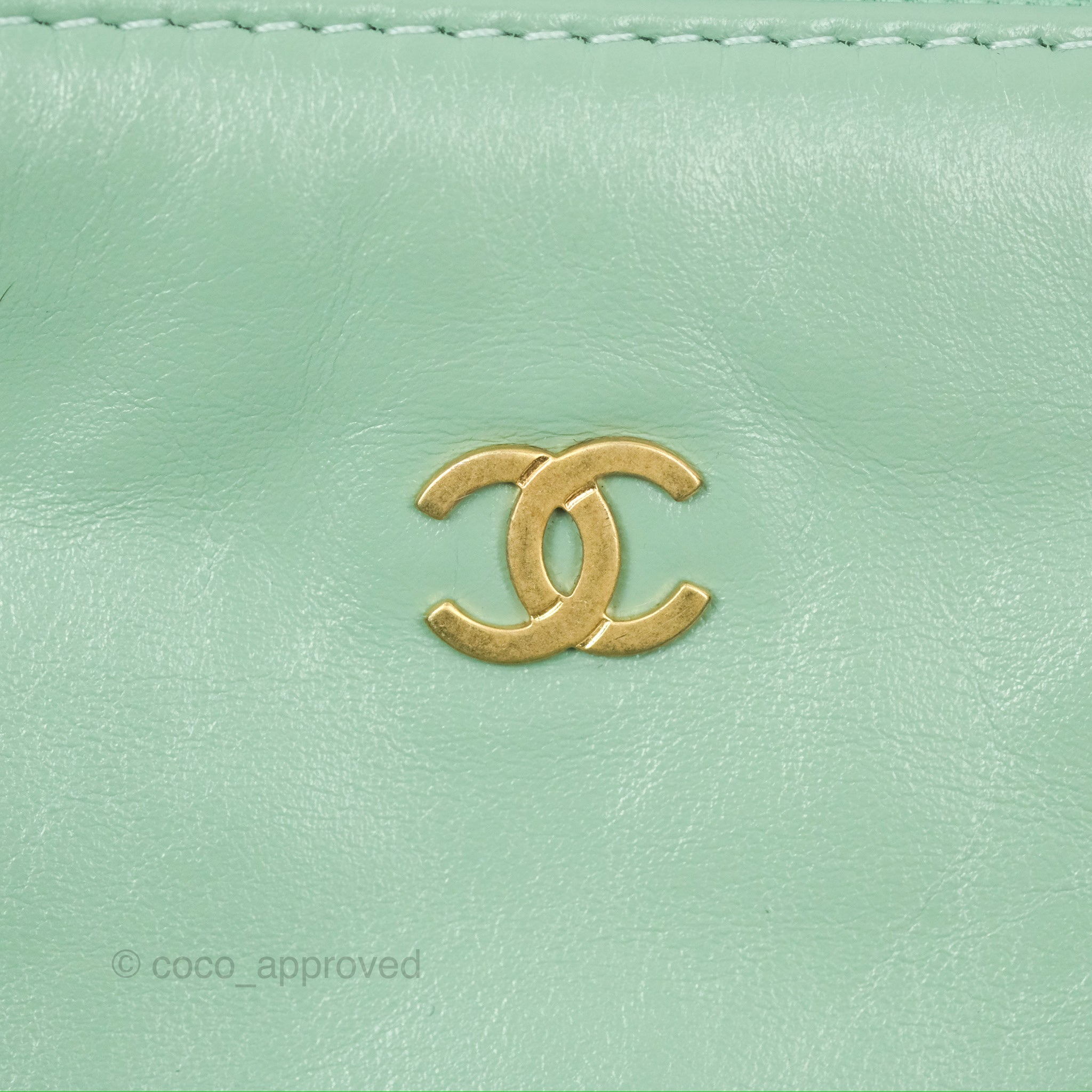 Chanel 22 Small Handbag Mint Green Shiny Calfskin Leather with Aged Gold Hardware - Luxury Crossbody Bag for Women, Perfect for Date Night & Special Occasions