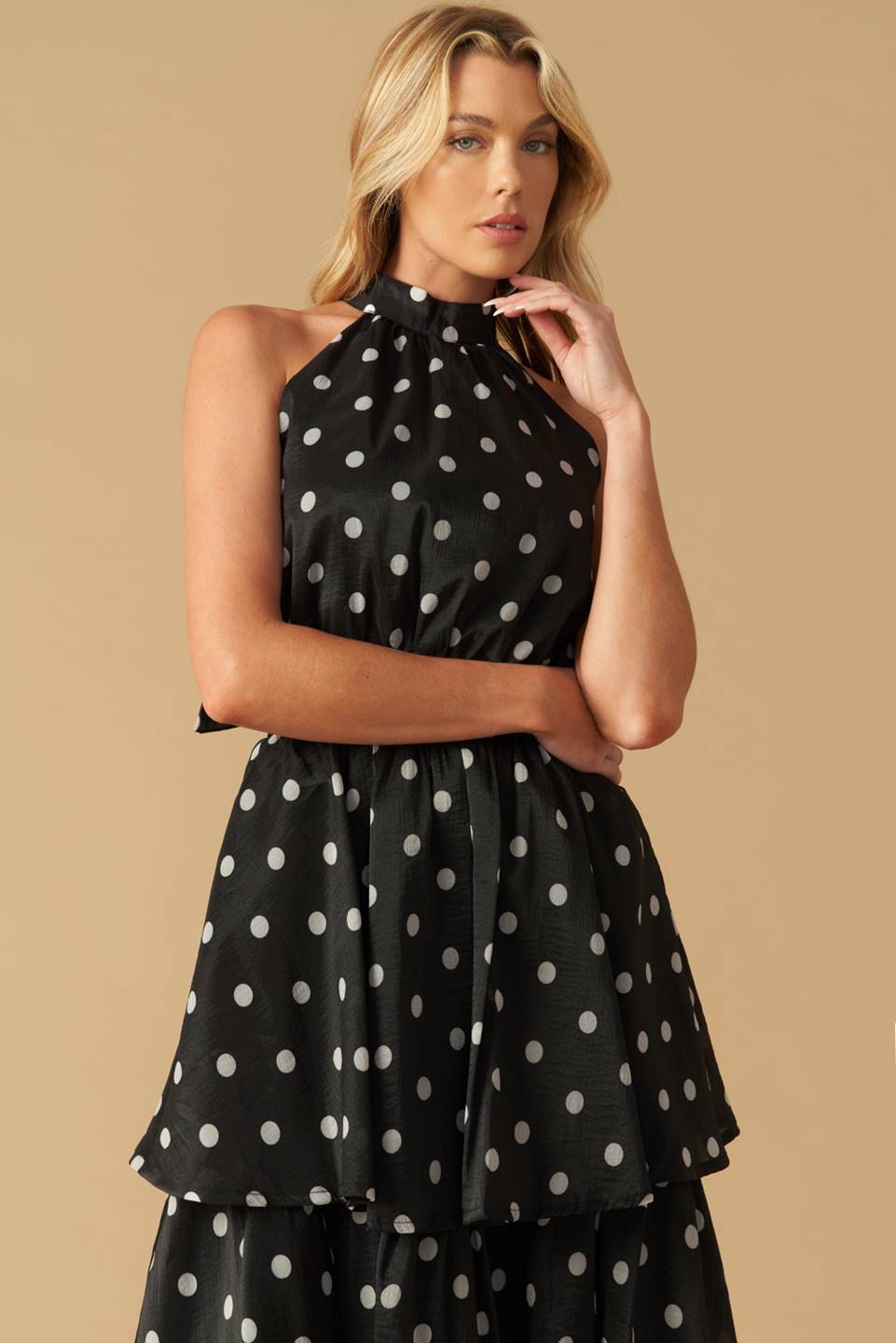 Polka Dot Halter Maxi Dress for Women - Flowy Summer Beach Dress for Vacations, Parties & Date Nights