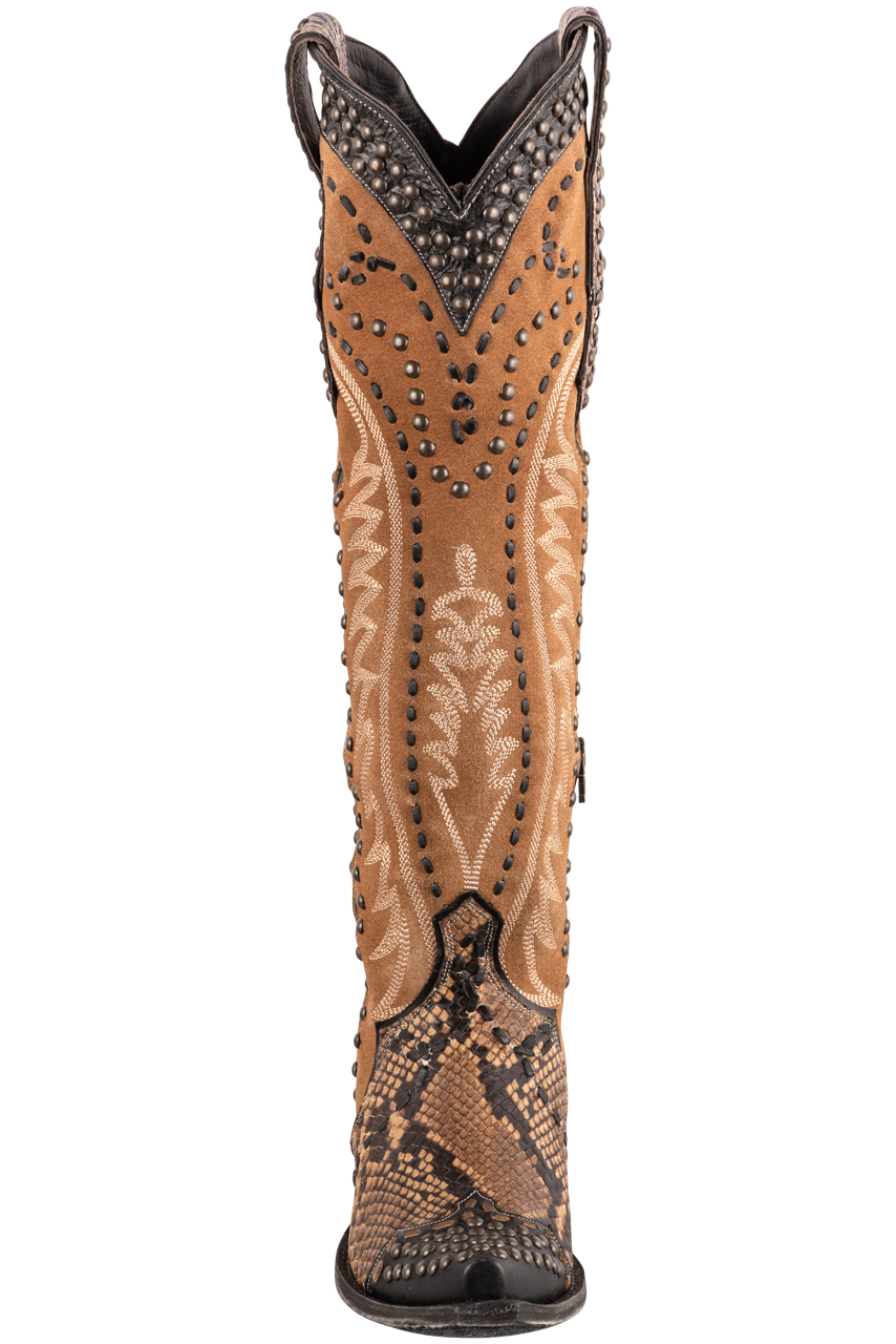 Double D Ranch by Old Gringo Women's Western Cowboy Boots - Brown Snake Print Leather Tall Riding Boots for Country Fashion & Rodeo Events