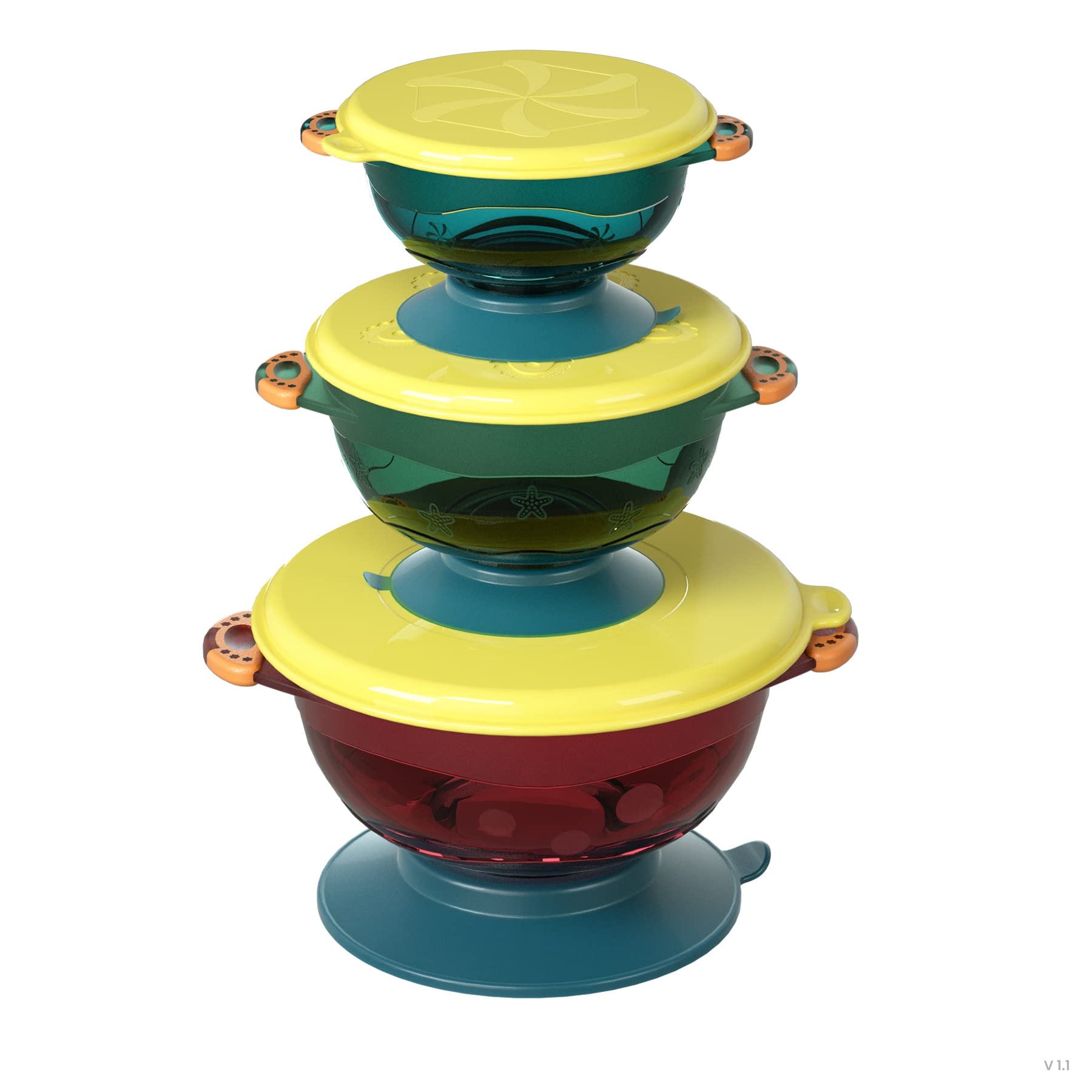 OR TU Baby Bowl Sets VC-TM500 - 6-Piece Colorful Non-Slip Feeding Bowls for Toddlers | BPA-Free, Microwave & Dishwasher Safe | Perfect for Baby-Led Weaning, Snacks & Mealtime