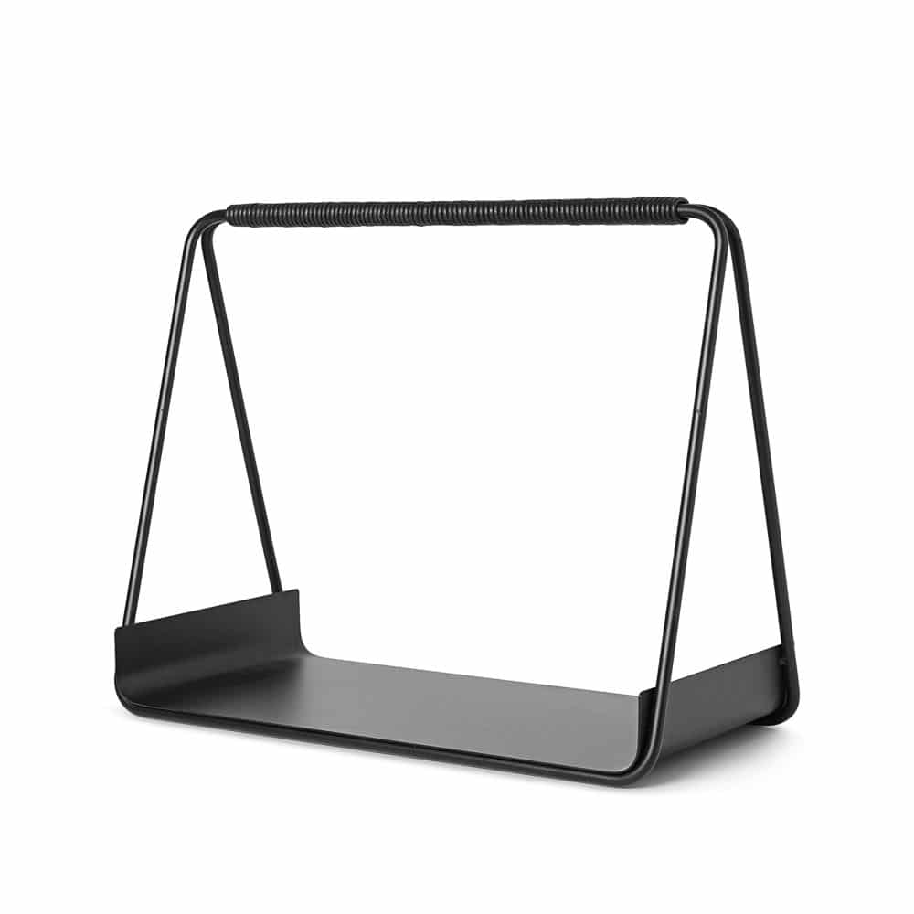 FERM LIVING Port Wood Basket - Black Storage Basket for Home Organization, Bathroom & Bedroom Decor - Handwoven Natural Wooden Basket for Shelves, Laundry, and Closet Storage