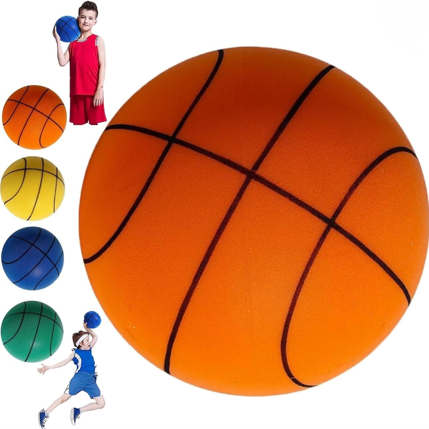 Mrkyy Silent Basketball - 2024 Noiseless Swish Basketball for Indoor Training, Quiet Foam Ball with Hush Handle for Noise-Free Dribbling Practice | Perfect for Apartments, Gyms & Late-Night Drills