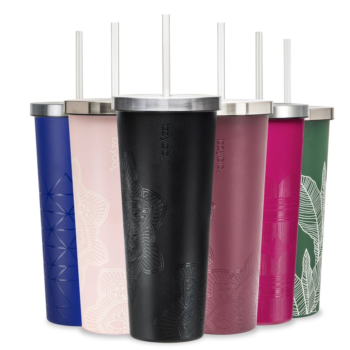 24oz Double Wall Vacuum Insulated Stainless Steel Tumbler with Straw Lid - La La Mandala Black Design | Leakproof Travel Mug for Coffee, Tea & Cold Drinks | Perfect for Office, Gym & Outdoor Activities