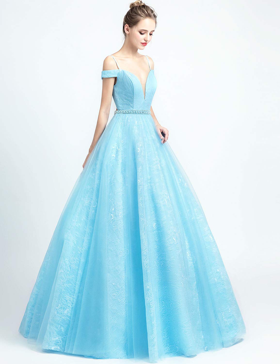 Sarahbridal Women's Prom Evening Dresses 2024 - Long Beaded Pearls Wedding Party Ball Gowns for Homecoming, Quinceañera & Formal Events - Elegant A-line Gown with Sparkling Details
