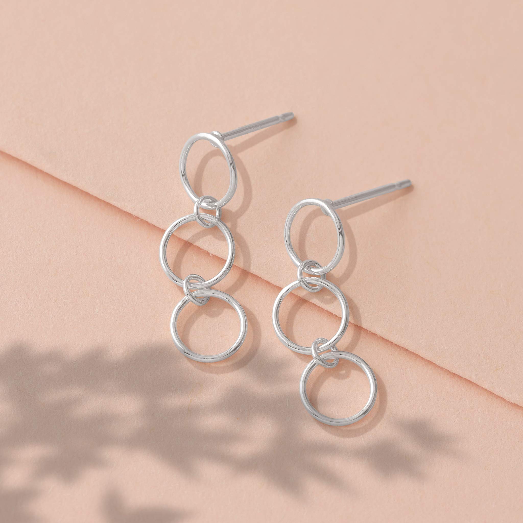 Boma Jewelry Sterling Silver Three Circle Drop Stud Earrings for Women - Minimalist Dainty Everyday Jewelry - Perfect for Work, Date Night & Special Occasions