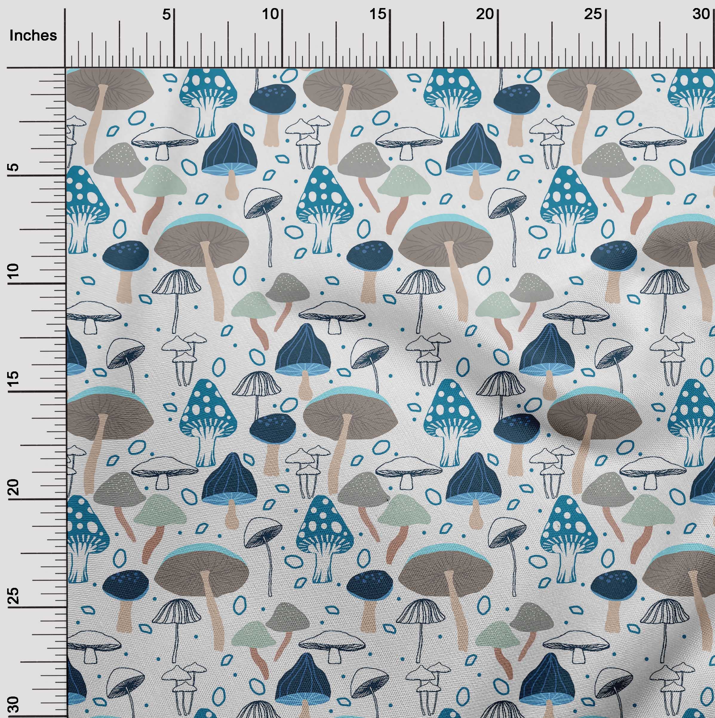 Velvet White Fabric Mushroom Print by The Yard - 58 Inch Wide DIY Sewing Material for Clothing, Home Decor & Crafts | Soft Textured Fabric for Dresses, Curtains & Upholstery