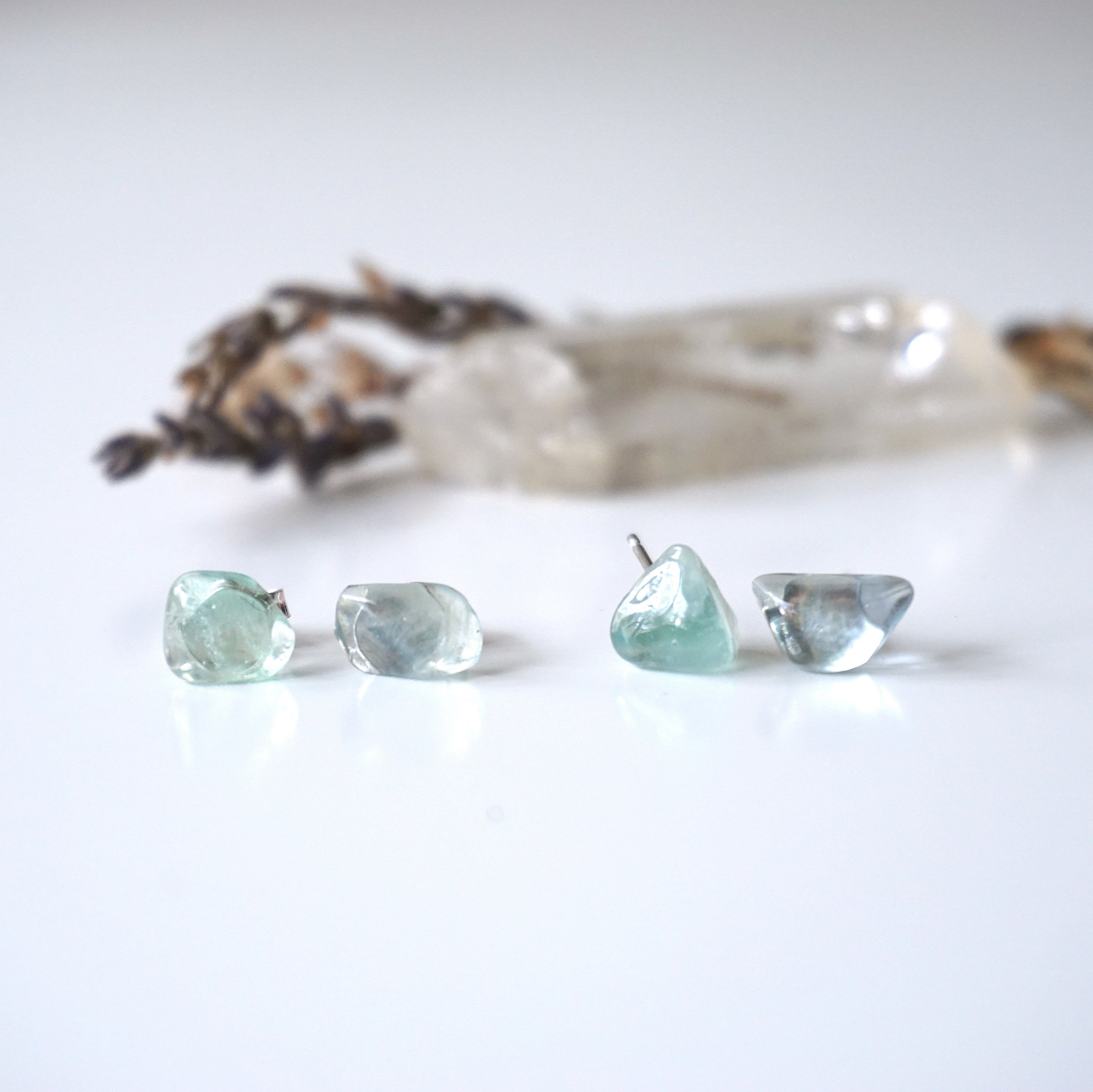 Green Fluorite Stud Earrings - Hypoallergenic Post Earrings for Women | Healing Crystal Jewelry for Meditation & Energy Balance
