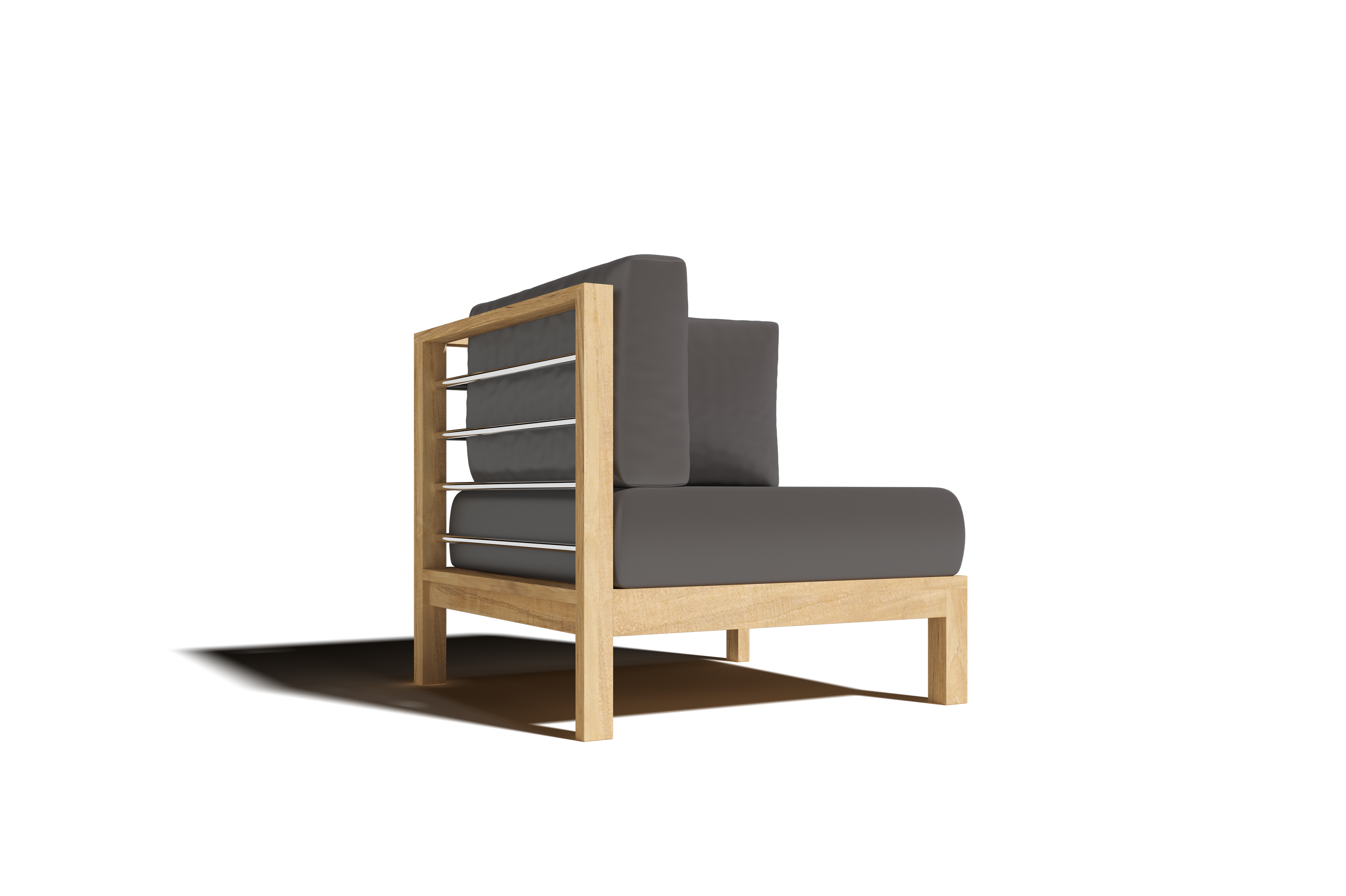 Premium Leon Teak Outdoor Sectional Corner Sofa with Sunbrella Charcoal Cushion - Waterproof & UV Resistant Patio Furniture for Backyard, Poolside & Garden Relaxation