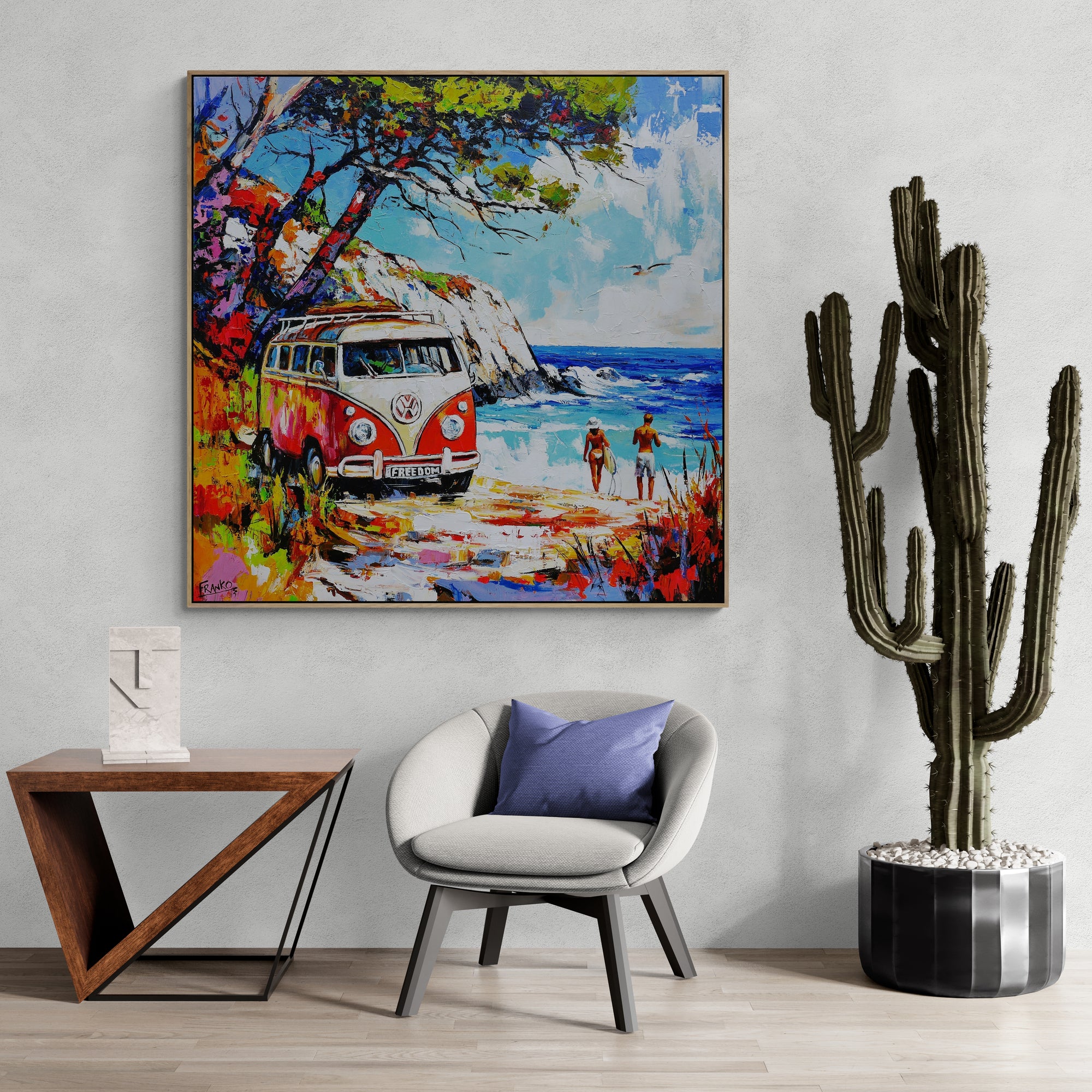 Free Bird 120x120cm Beach Abstract Realism Framed Textured Wall Art Painting - Coastal Home Decor for Living Room, Bedroom & Office