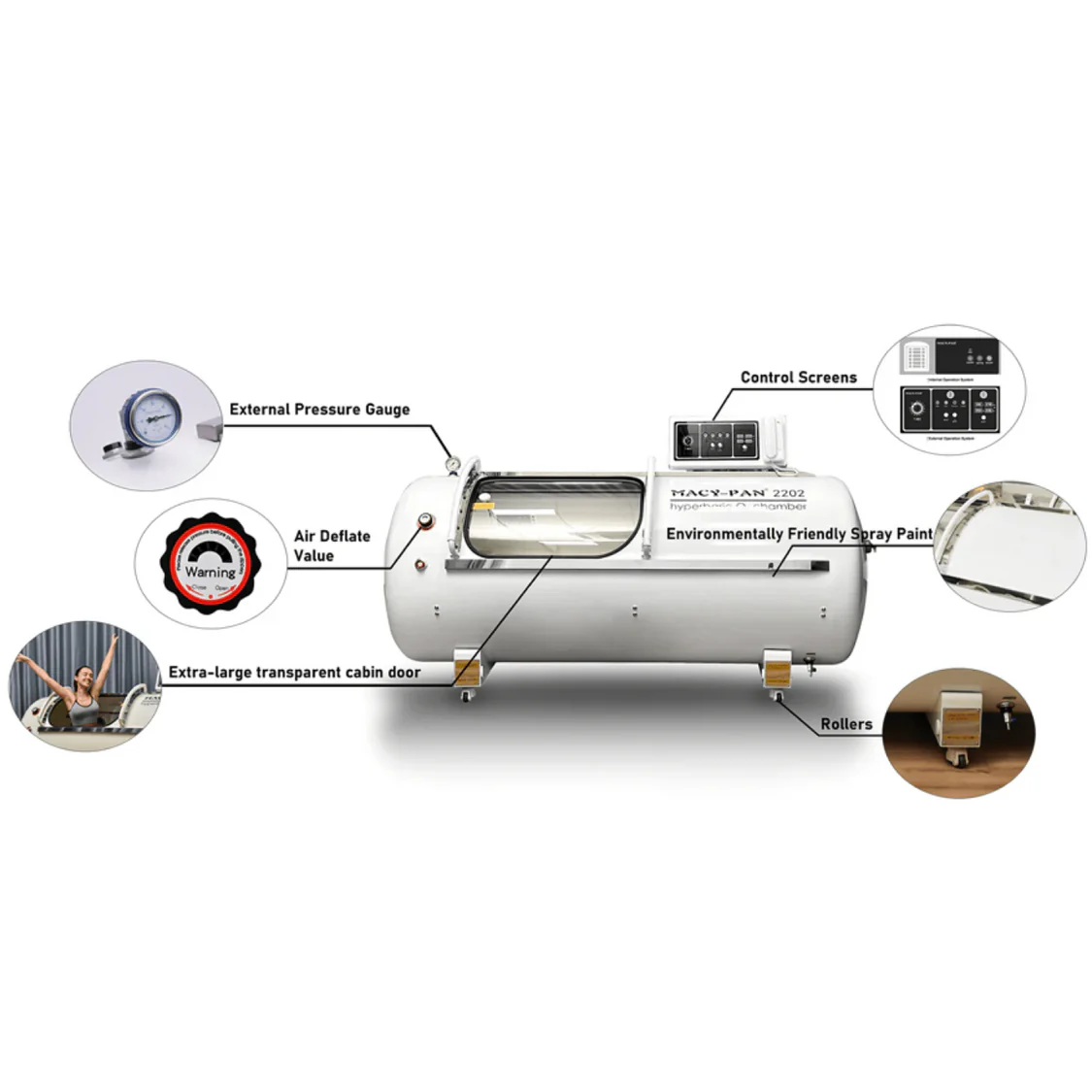 Hyperbaric Oxygen Chamber 2.0 ATA Hard Shell - Portable HBOT Therapy for Recovery, Wound Healing & Athletic Performance - Home & Clinical Use