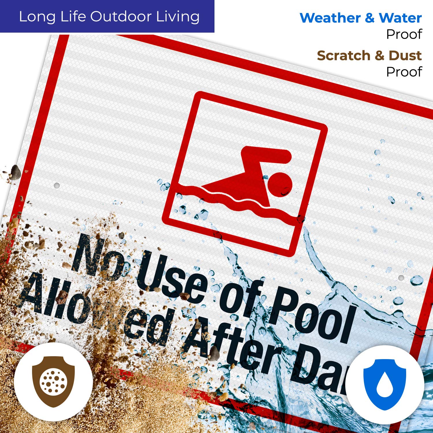 No Swimming After Dark Sign - 24x30 Inches Reflective Pool Safety Sign, 3M EGP .080 Aluminum, Fade Resistant for Indoor/Outdoor Use - Made in USA | Perfect for Swimming Pools, Community Pools & Backyard Safety