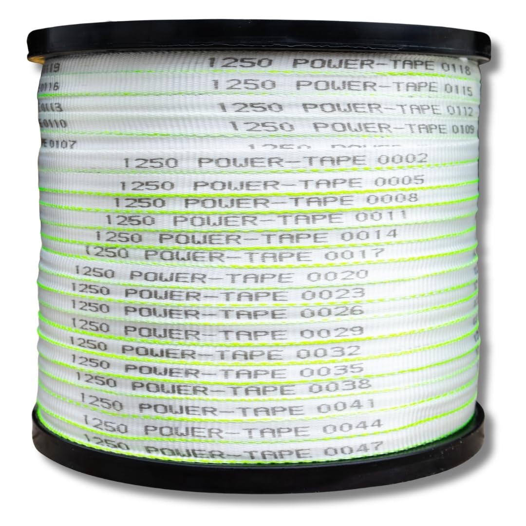**Heavy-Duty Pull Tape Power-Tape | 100% Polyester Cable Wire Pulling Webbing | 1250 lb (1/2 inch) x 2000 ft | Made in USA | Ideal for Electrical Wiring, Construction & DIY Projects**