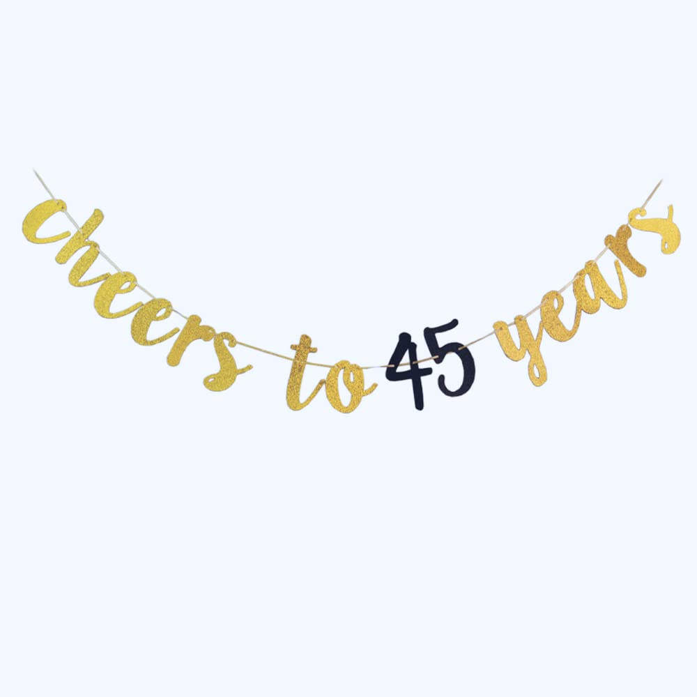 45th Birthday Party Banner - Cheers to 45 Years Sign for Anniversary Decorations | Perfect for Milestone Celebrations, Retirement Parties & Golden Jubilee Events