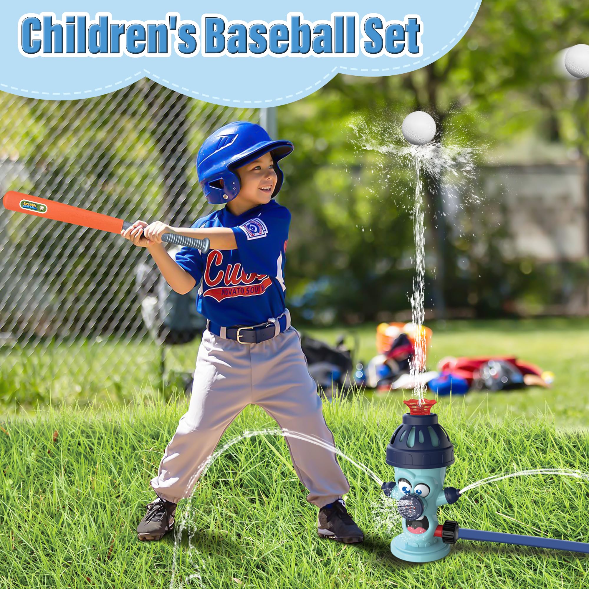 Fun Baseball Water Sprinkler Toy Set for Kids - Outdoor Summer Play Equipment with 2 Balls | Perfect for Backyard Games, Pool Parties & Birthday Celebrations | Safe for Boys & Girls Ages 3+ (A)