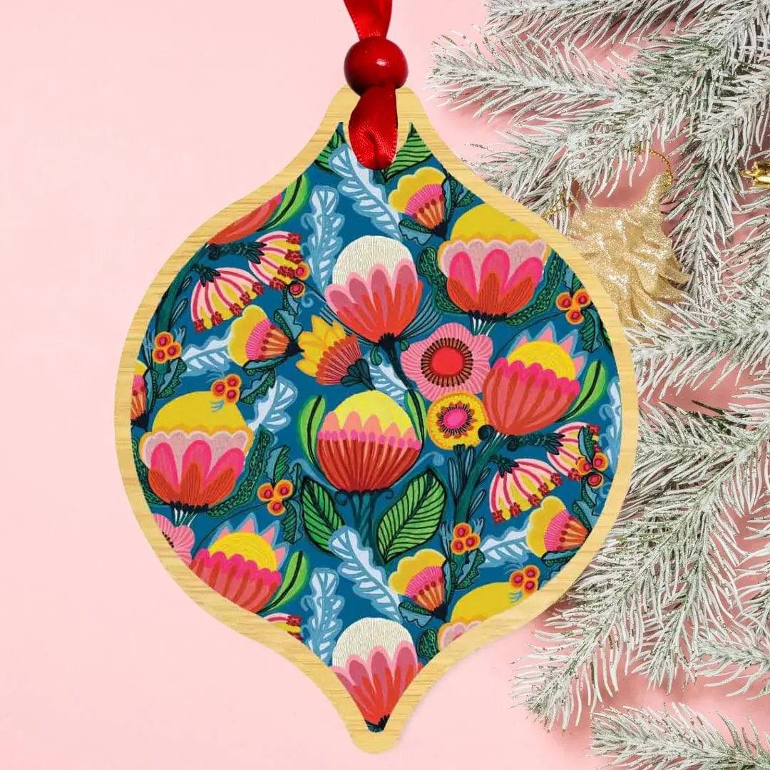 Color Pop Flowers Australian Christmas Bauble - Handmade Holiday Ornament for Xmas Tree Decor, Festive Party & Home Decoration