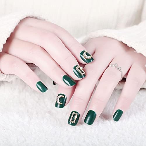 Rapidsflow 24-Piece Long French Artificial Nails Set with Glue & Tools - Full Nail Extension Kit for Salon-Quality Manicures at Home (Green) | Perfect for Parties, Weddings & Special Occasions