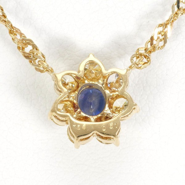 18K Yellow Gold Sapphire and Yellow Diamond Necklace for Women - Elegant Jewelry Gift for Anniversary, Wedding, or Special Occasion