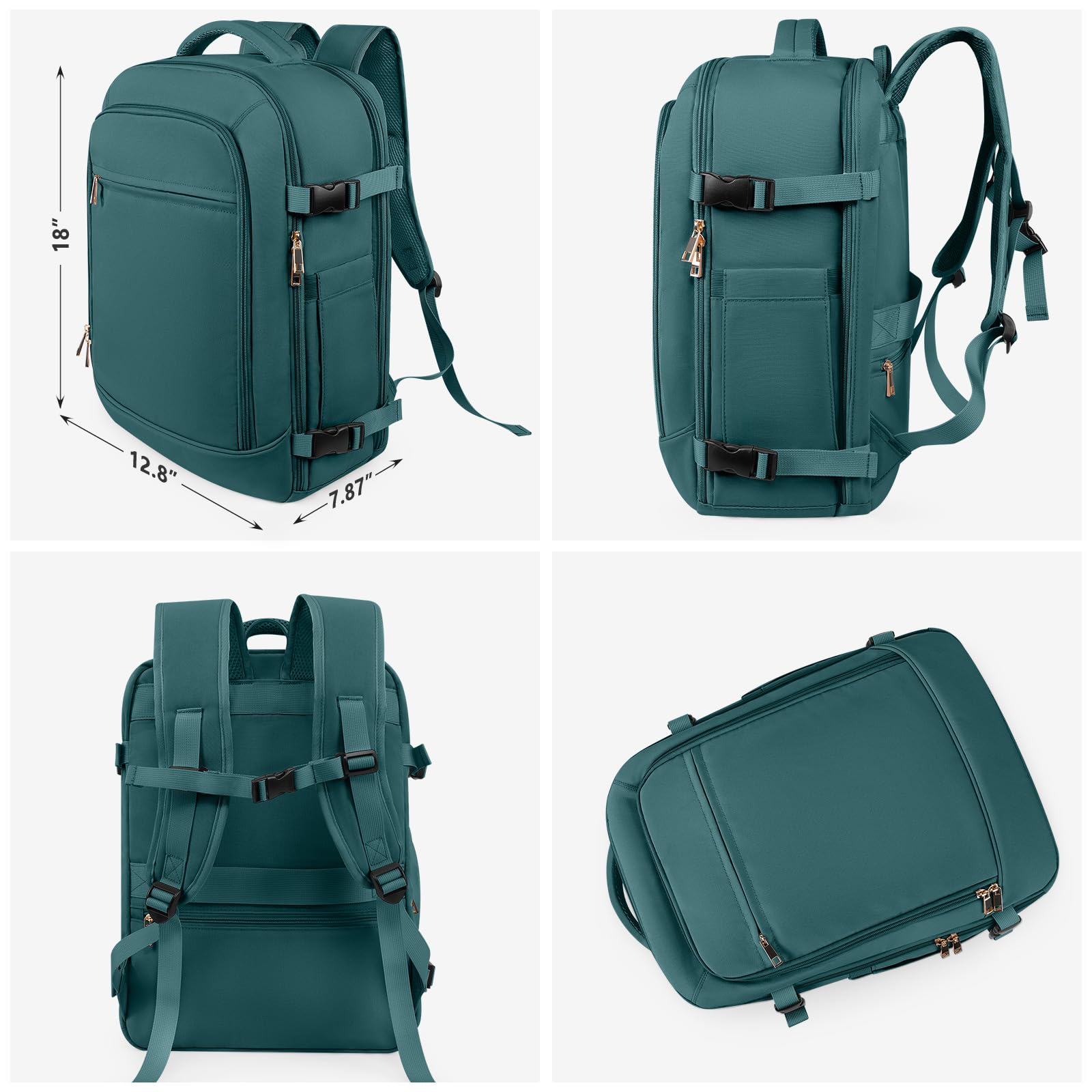 40L Travel Backpack for Men & Women - Carry-On Approved Flight Backpack, Peacock Blue | Perfect for Air Travel, Weekend Getaways & Business Trips