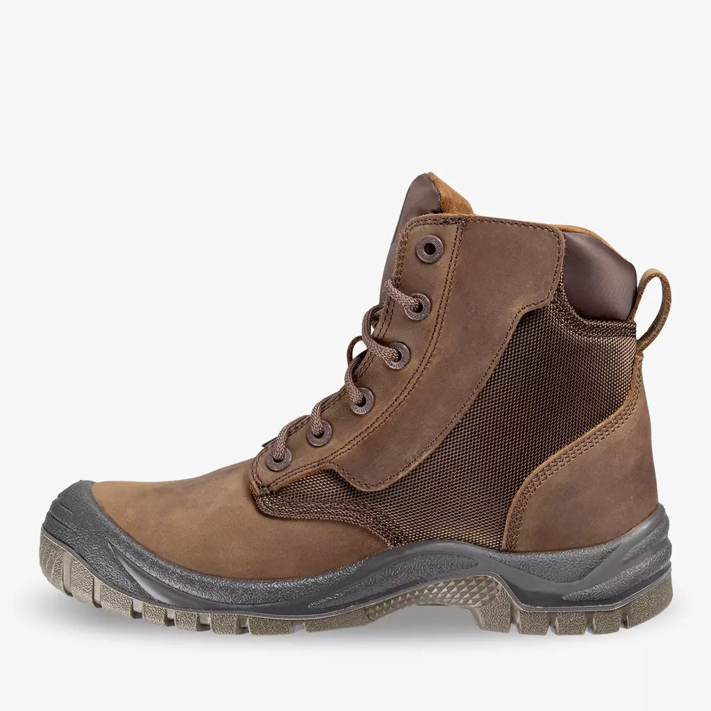 Safety Jogger RUSH S3 Work Boots - ASTM F2413:2018 & EN ISO 20345:2011 Certified Brown Side Zip Safety Shoes for Construction, Warehouse & Industrial Work