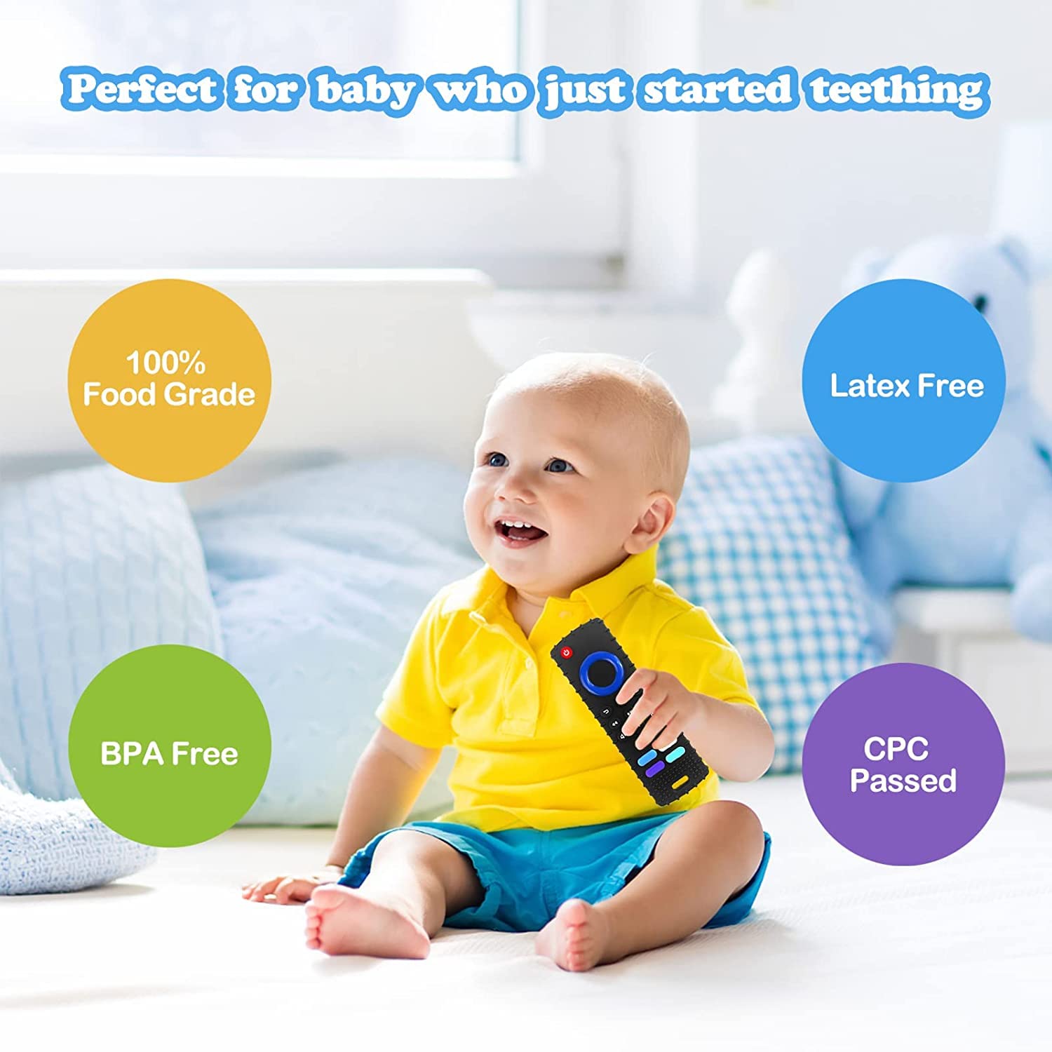 **BPA-Free Silicone Baby Teething Toys for Infants 3-24 Months | Soft Chew Toy with Remote Control Shape | Safe & Soothing for Teething Pain | Perfect for Home, Travel & Daycare**