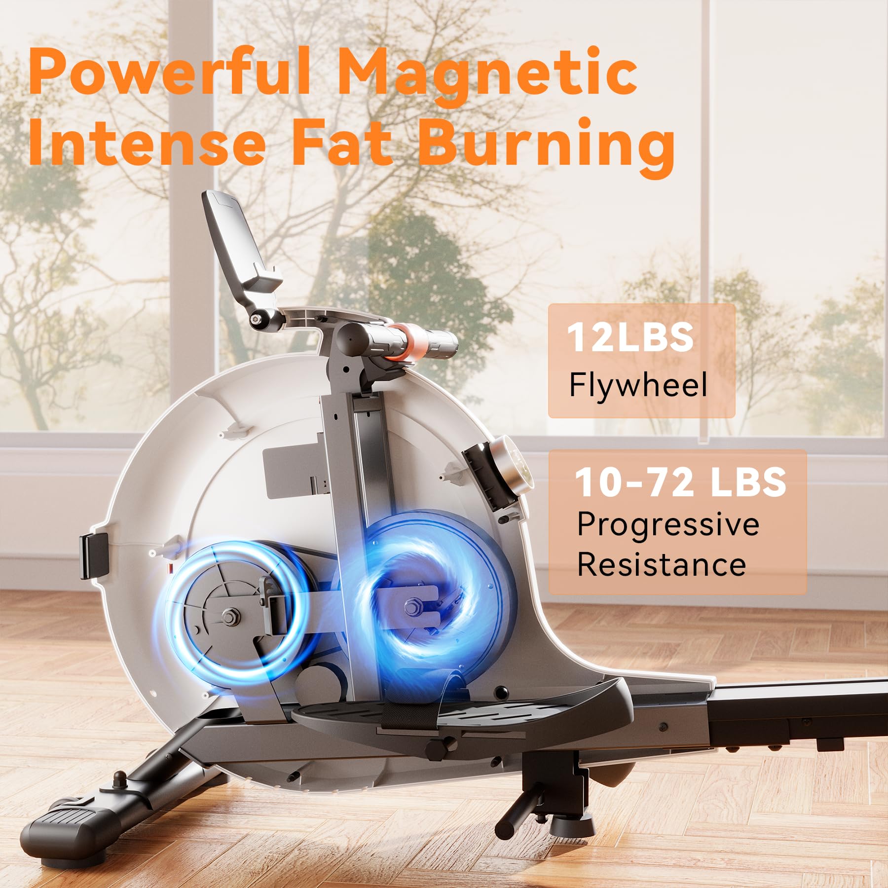 Magnetic Rowing Machine for Home - 32-Level Quiet Resistance Rower with LED Monitor, 300 lbs Weight Capacity - Perfect for Full-Body Workout, Cardio Training & Home Gym - Includes Tablet Holder & Comfortable Seat - App Supported for Fitness Tracking & Virtual Rowing Experience